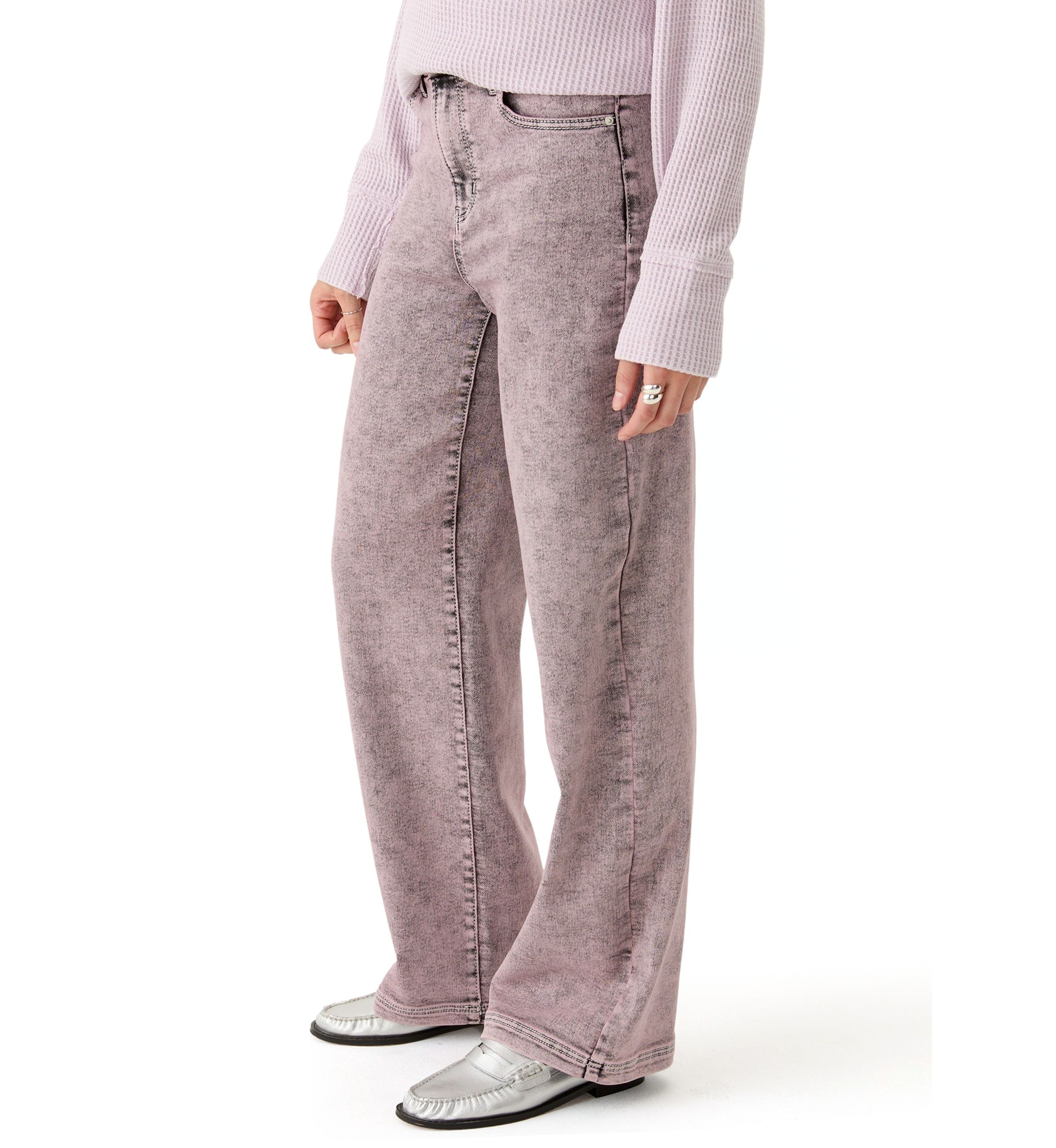 Womens Cozy Denim Wide Leg Jeans