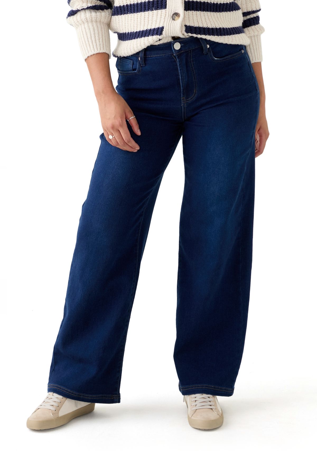 Womens Cozy Denim Wide Leg Jeans
