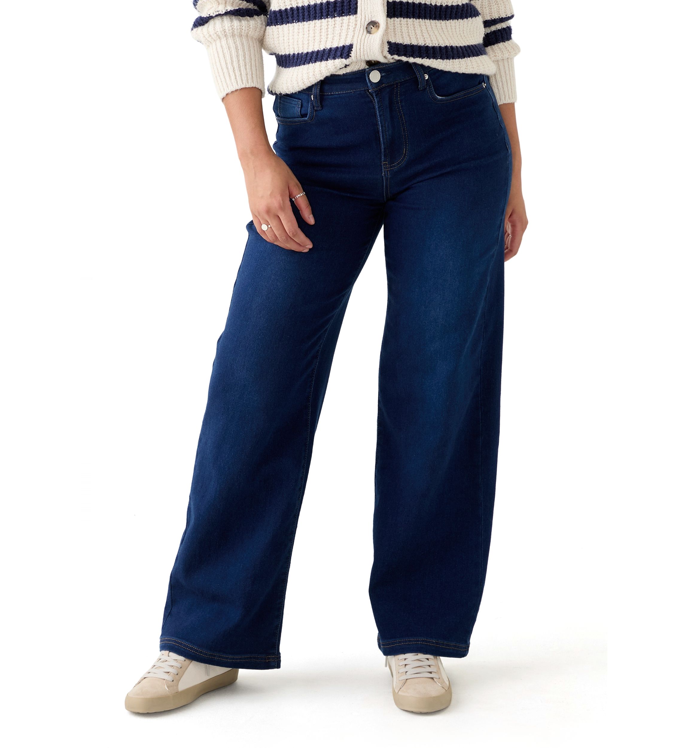 Womens Cozy Denim Wide Leg Jeans