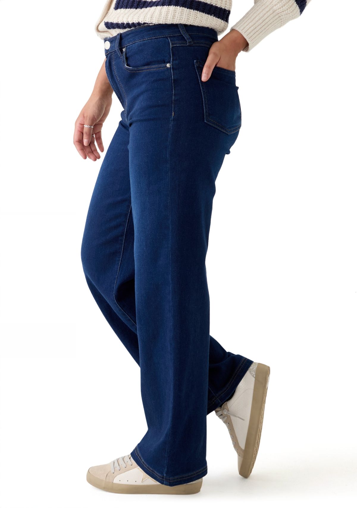 Womens Cozy Denim Wide Leg Jeans
