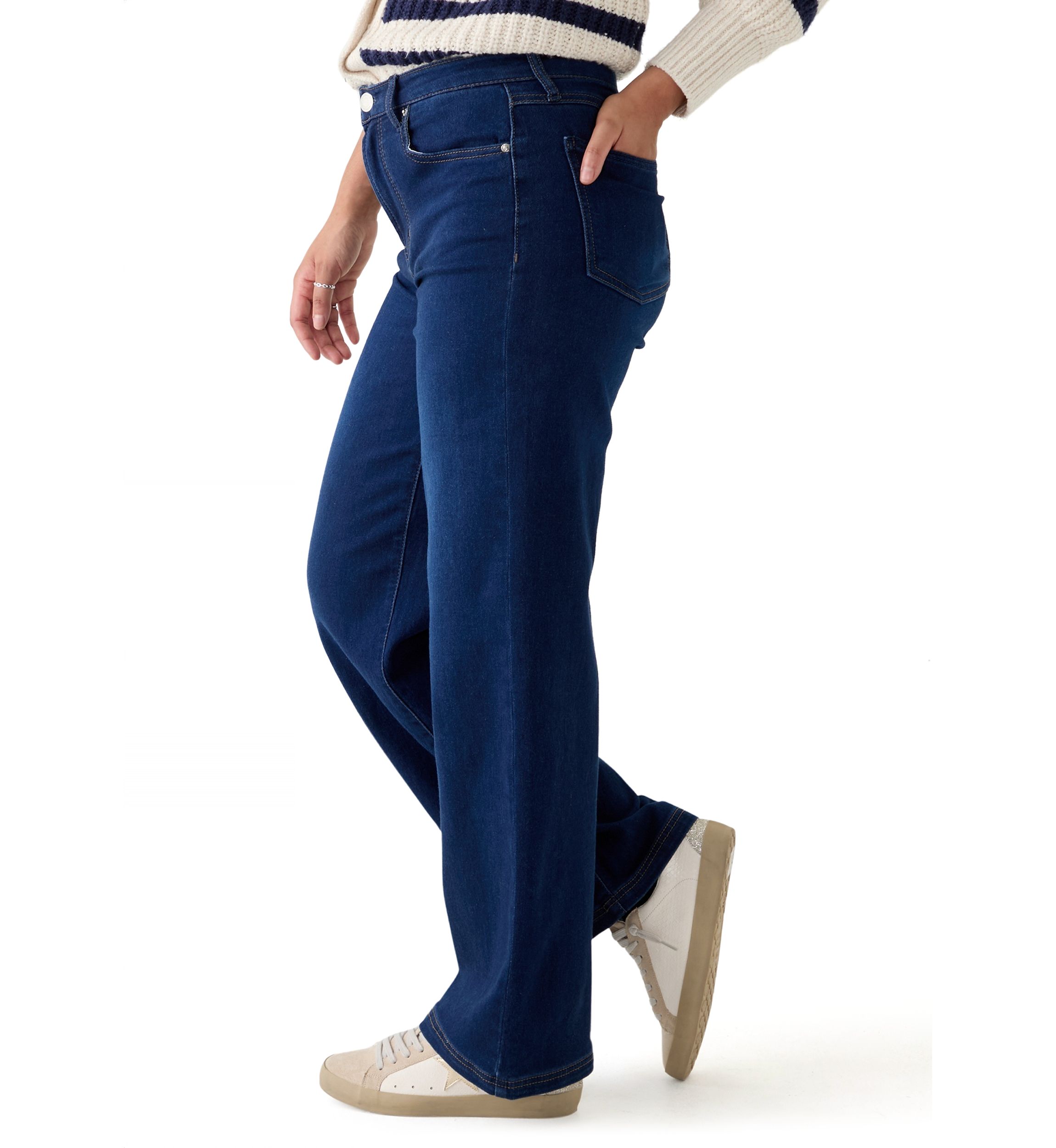 Womens Cozy Denim Wide Leg Jeans