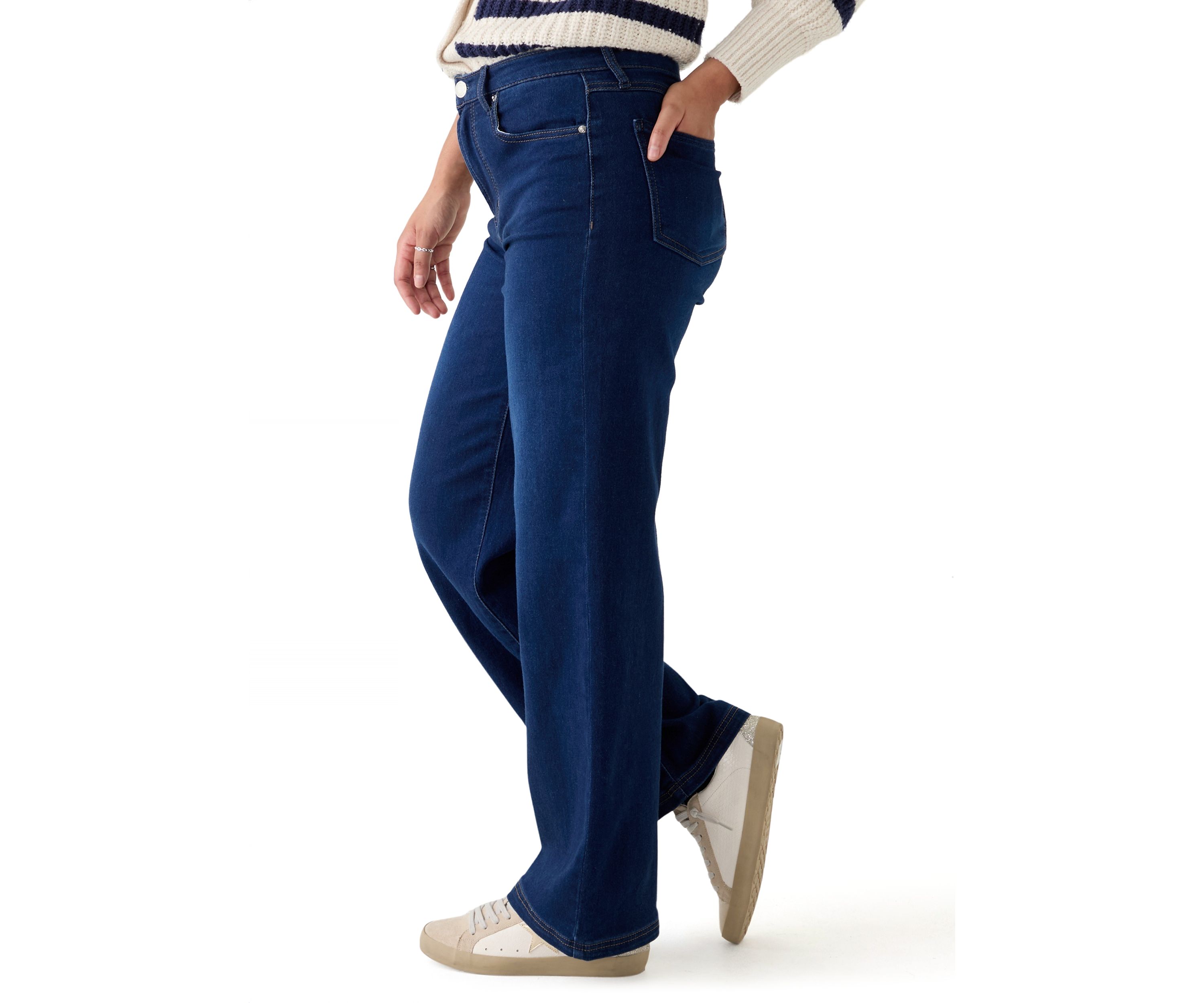 Womens Cozy Denim Wide Leg Jeans