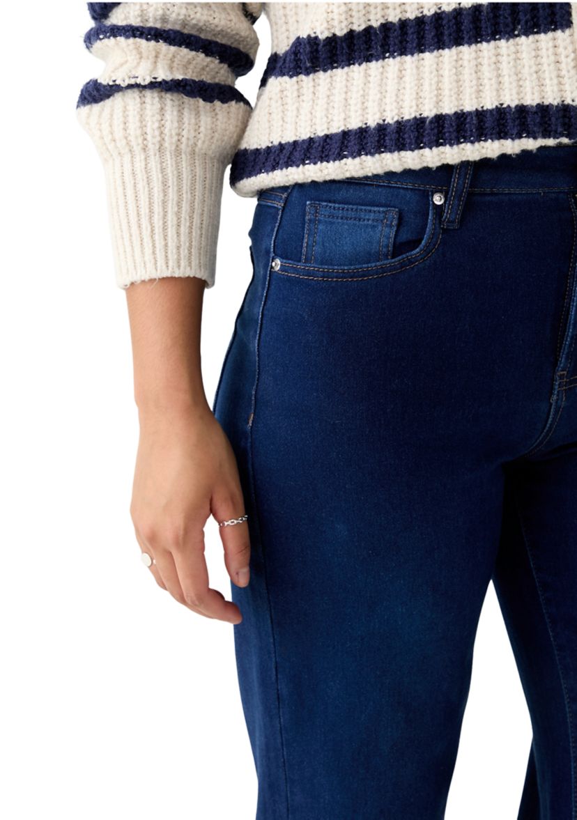 Womens Cozy Denim Wide Leg Jeans