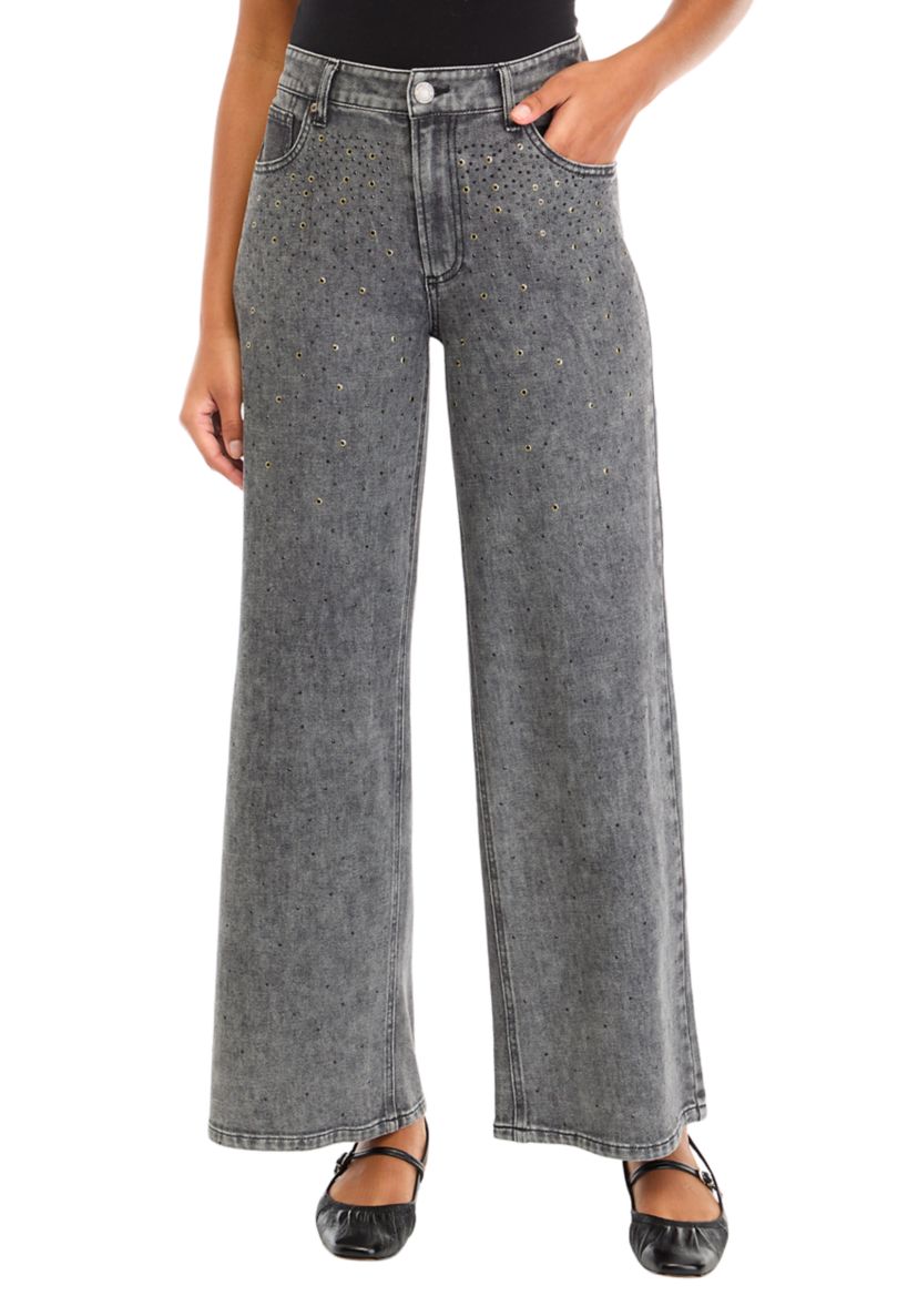 Womens Embellished High Rise Jeans