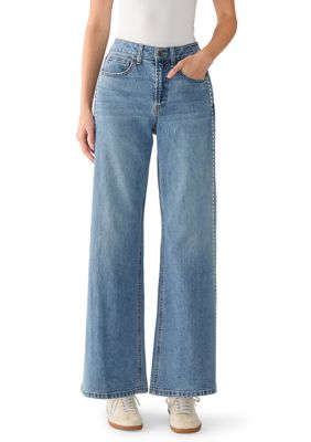 Vanilla Star Women's Studded Wide Leg Jeans, 16
