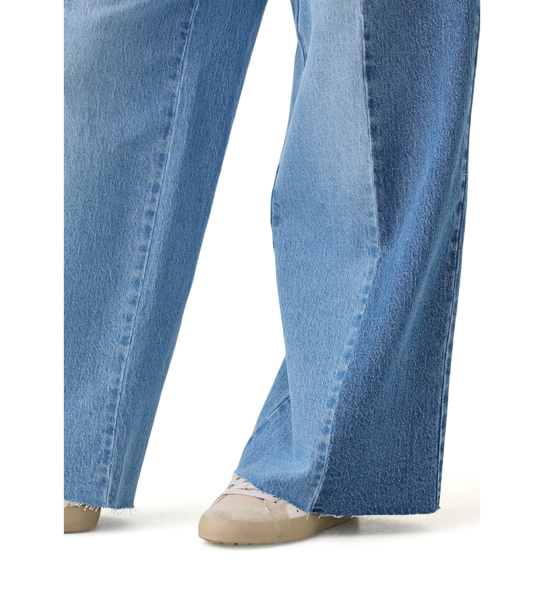 Womens Two Tone Wide Leg Jeans