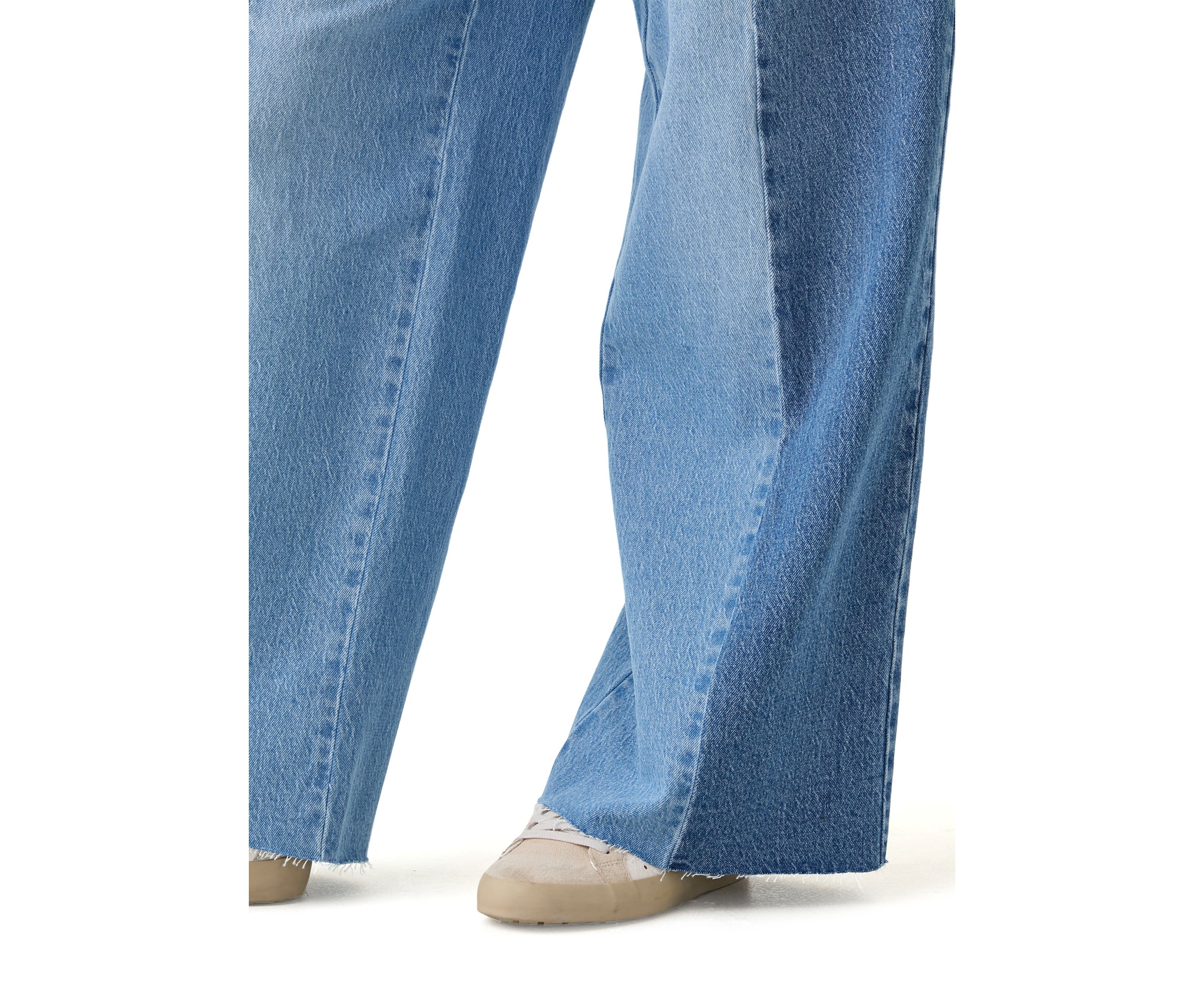Womens Two Tone Wide Leg Jeans