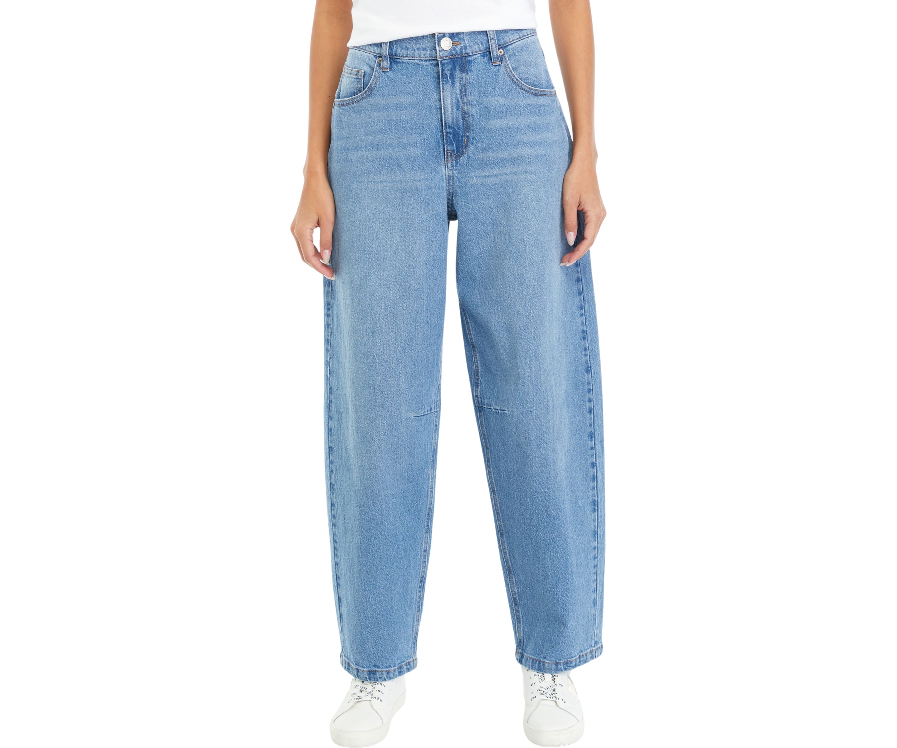 Juniors Buckle Back Curved Jeans 