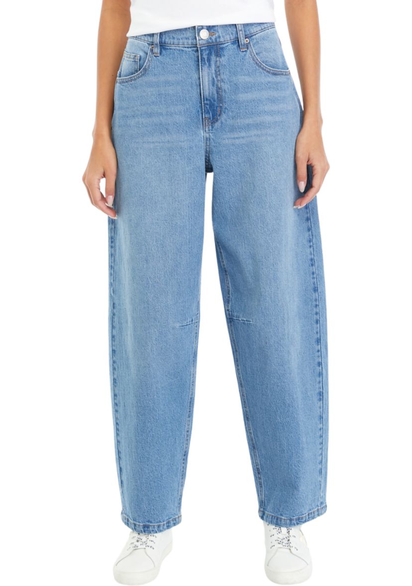 Juniors Buckle Back Curved Jeans 