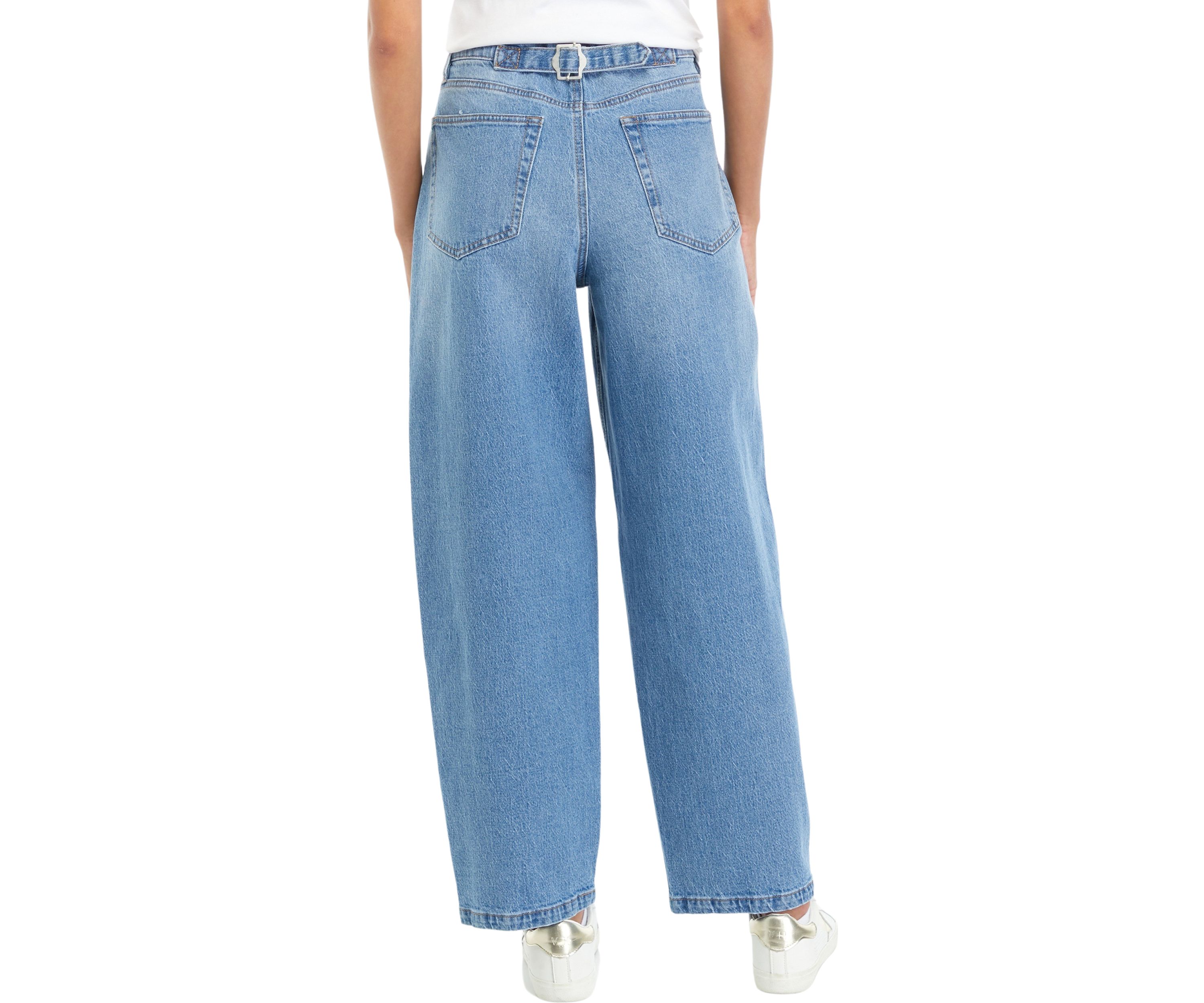 Juniors Buckle Back Curved Jeans 