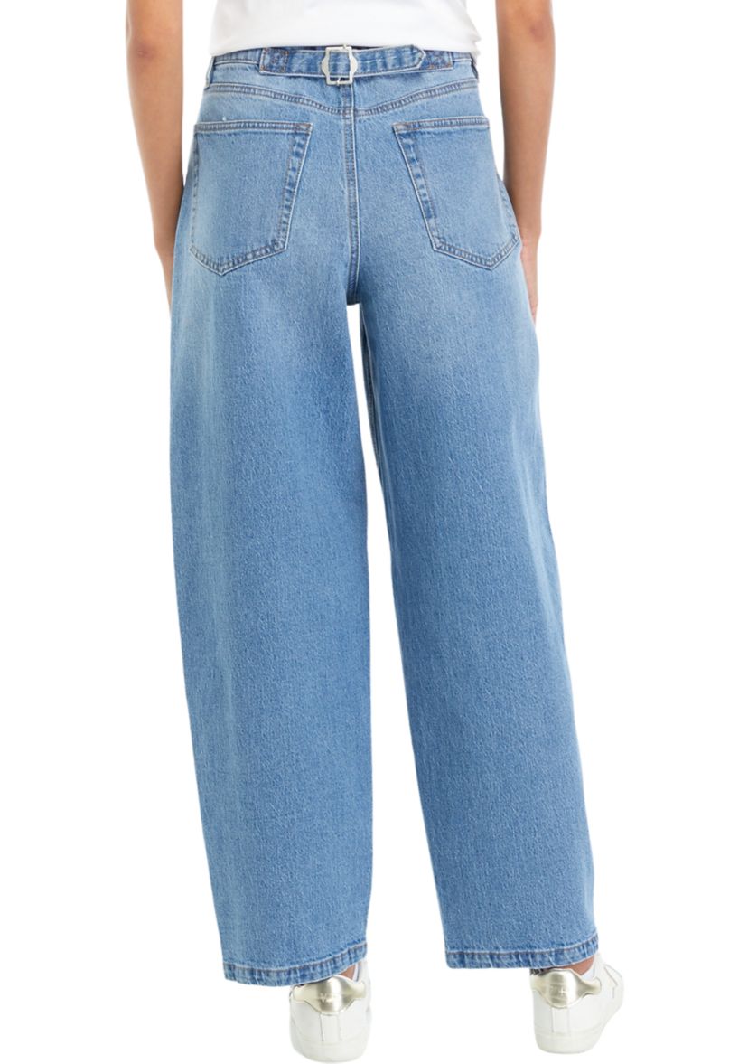 Juniors Buckle Back Curved Jeans 