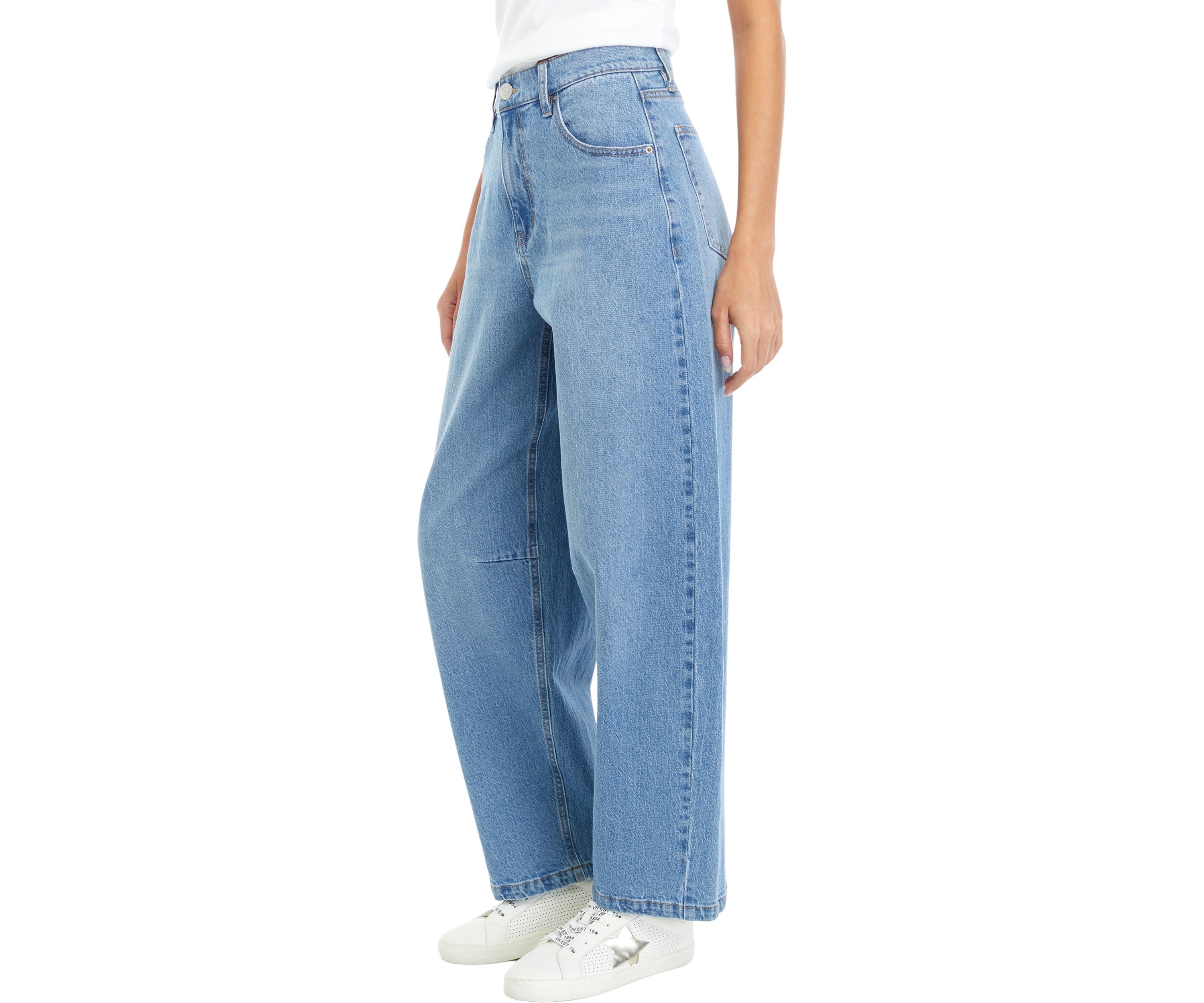 Juniors Buckle Back Curved Jeans 