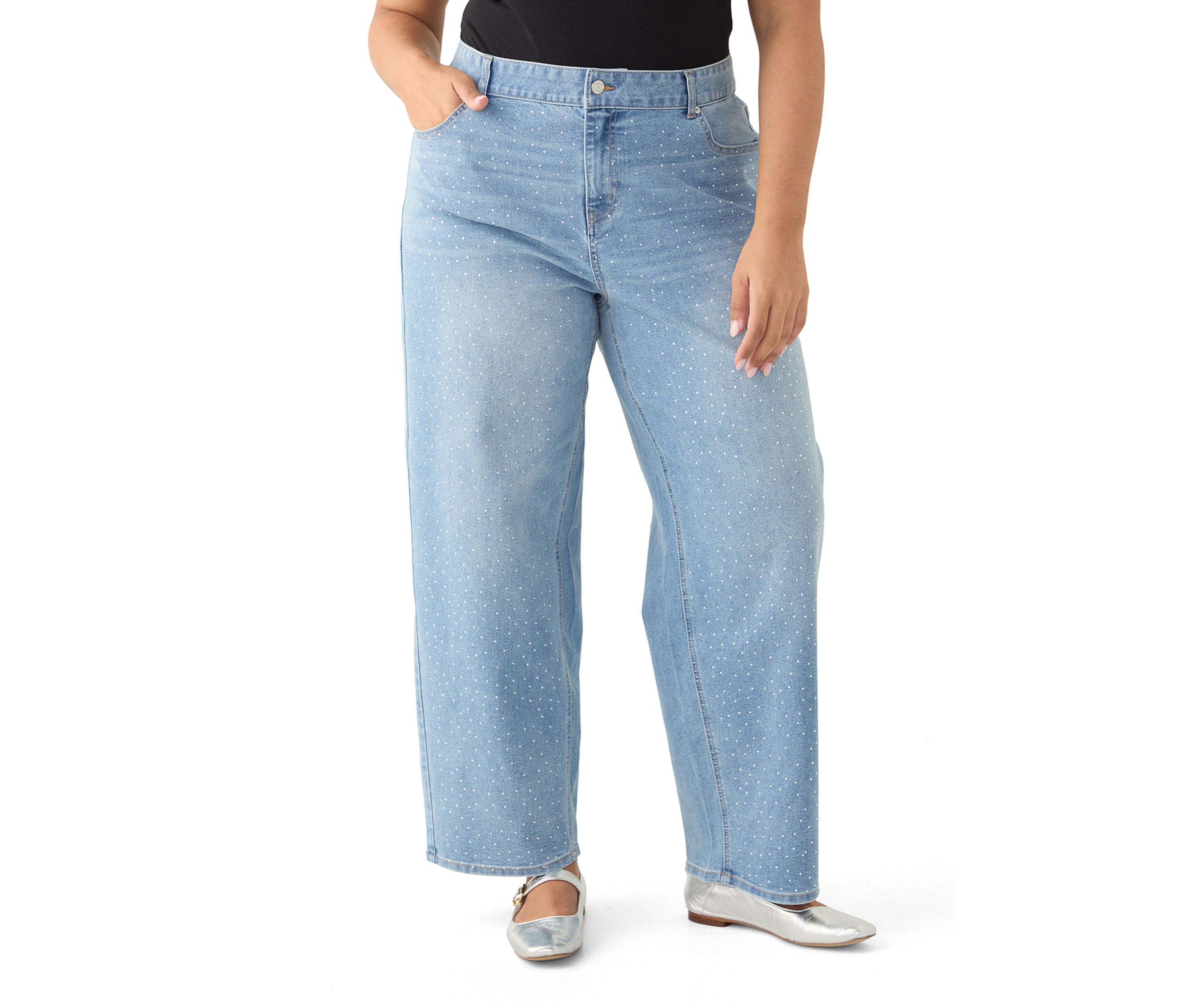 Plus Size Embellished Wide Leg Pants 