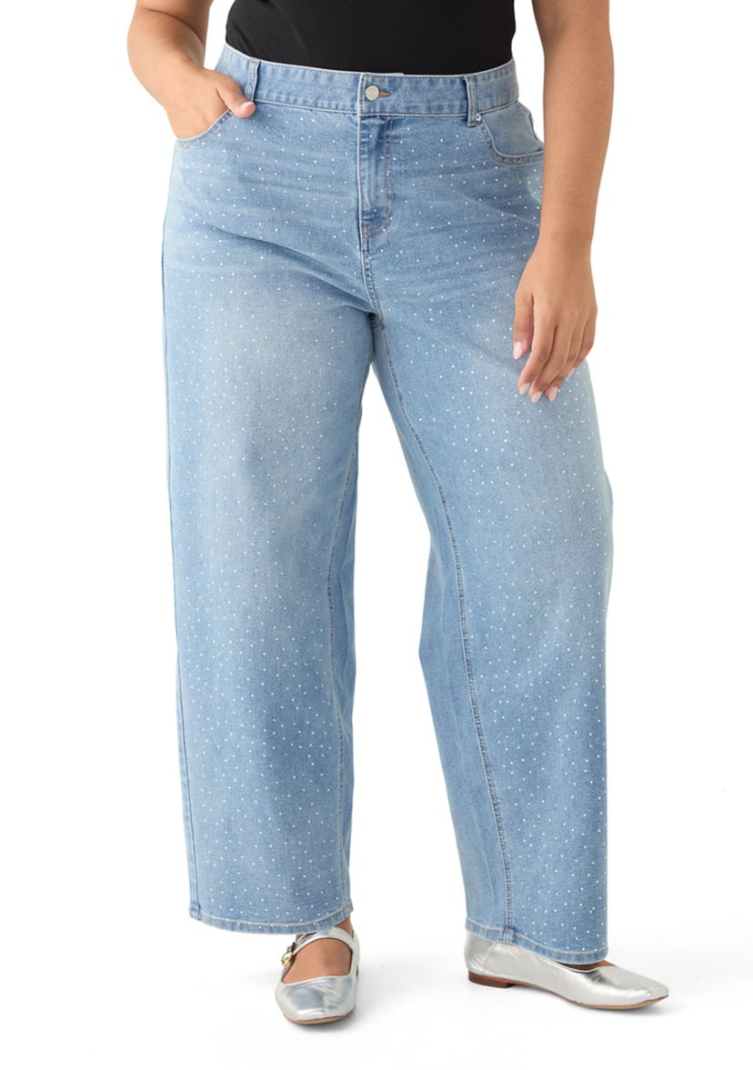 Plus Size Embellished Wide Leg Pants 
