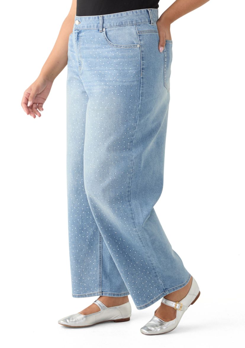 Plus Size Embellished Wide Leg Pants 