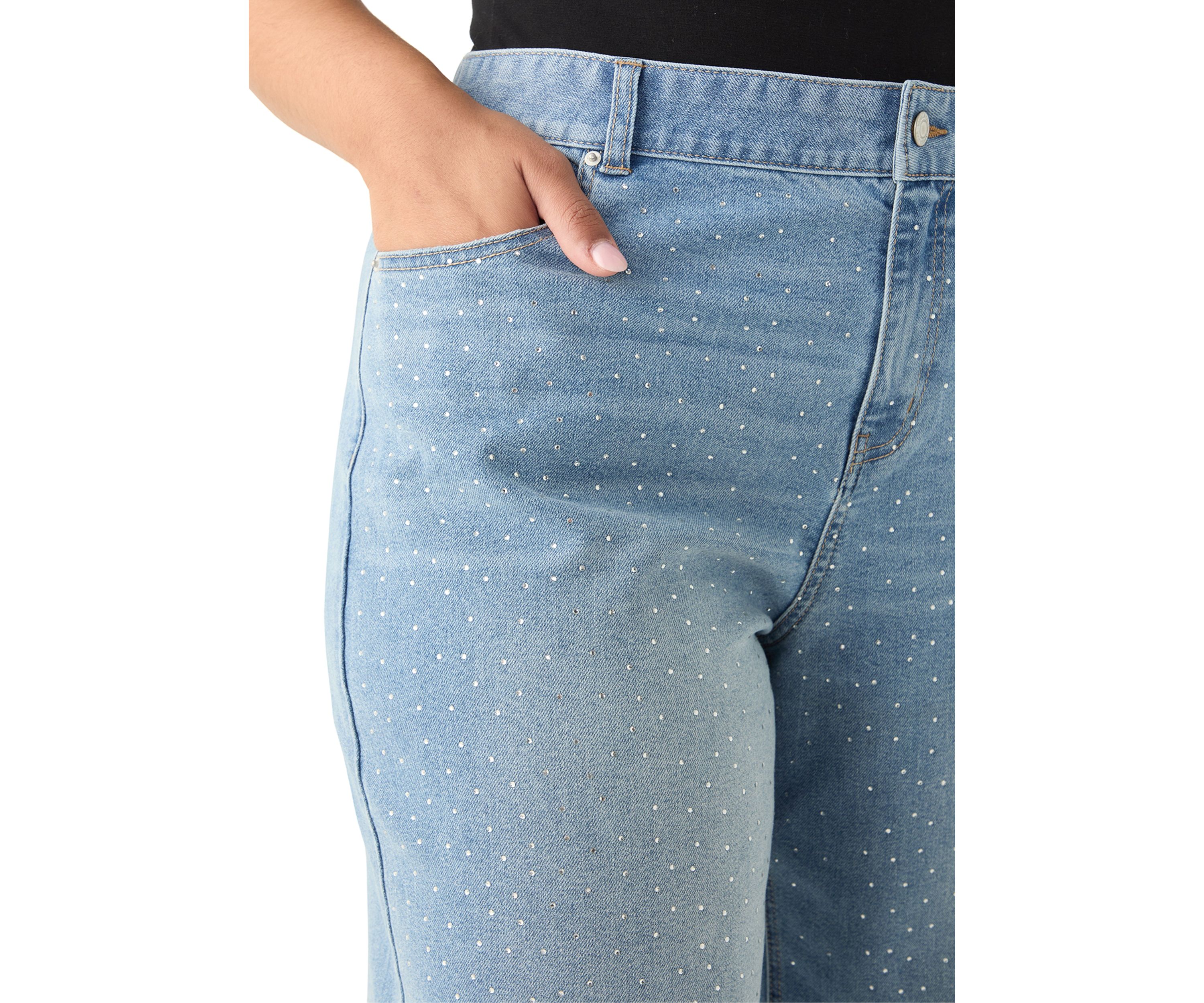 Plus Size Embellished Wide Leg Pants 