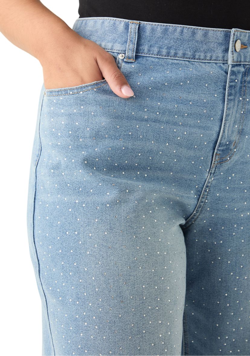 Plus Size Embellished Wide Leg Pants 
