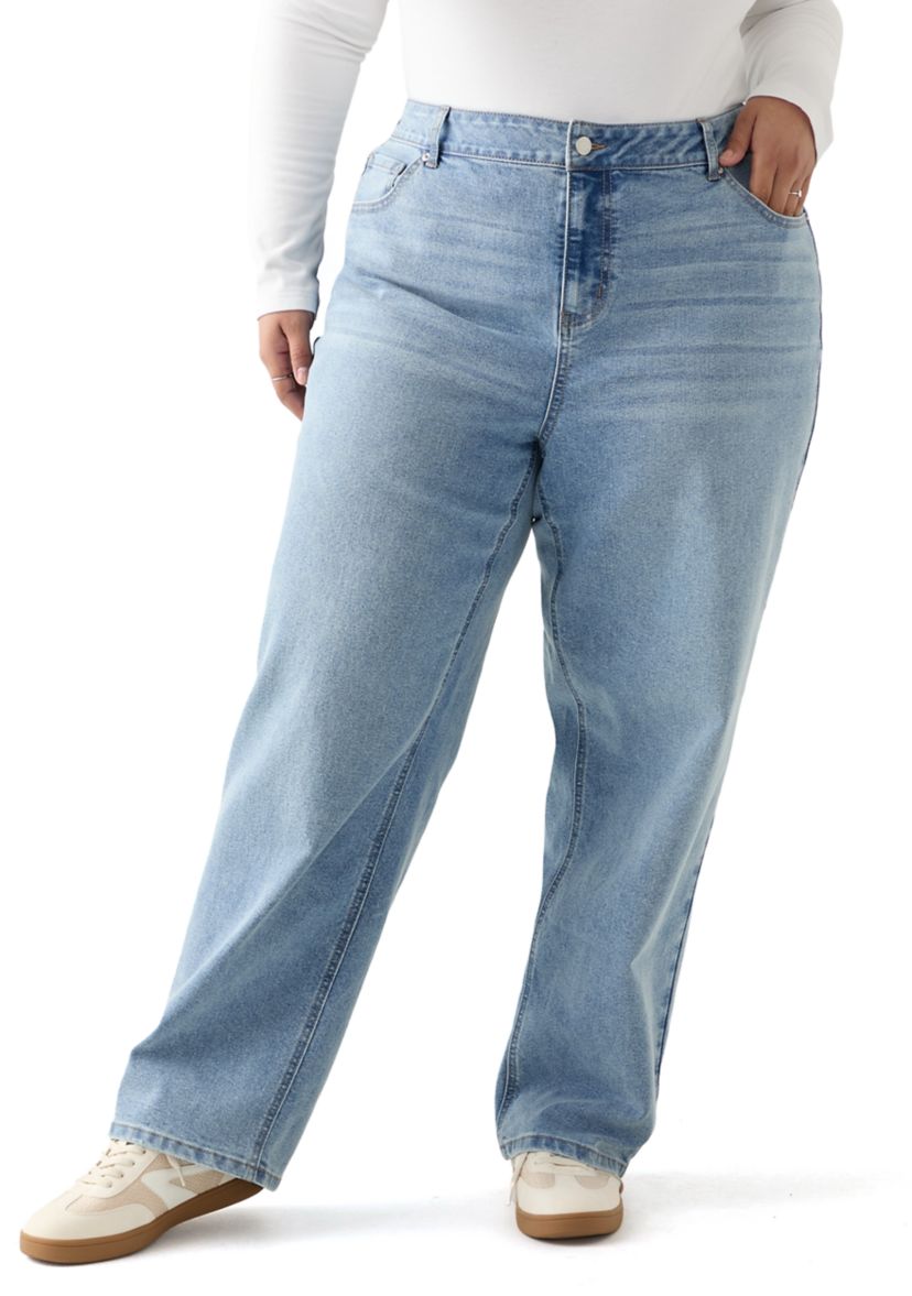Plus Size Slouchy Barrel Leg Jeans