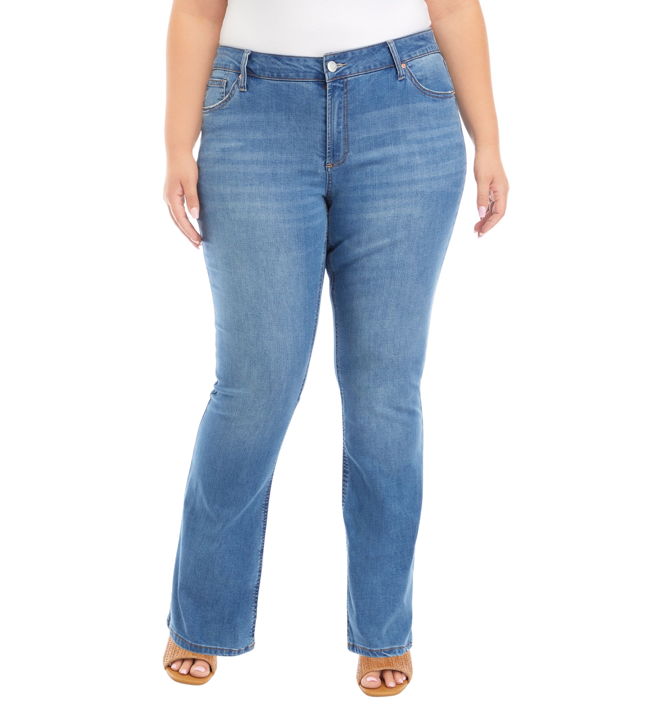  Plus Size Mid Rise Bootcut Jeans 