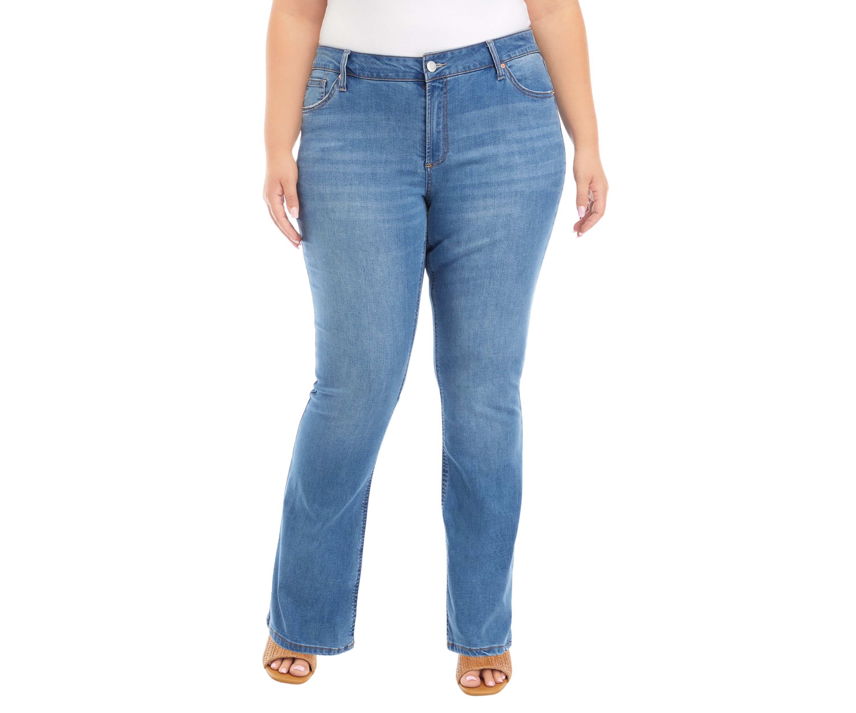  Plus Size Mid Rise Bootcut Jeans 