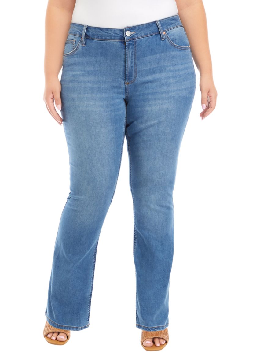  Plus Size Mid Rise Bootcut Jeans 