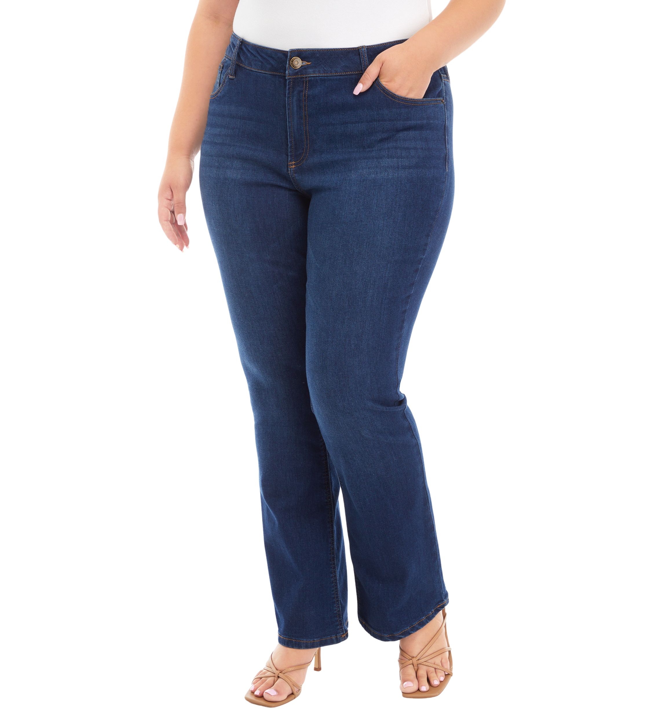  Plus Size Mid Rise Bootcut Jeans 