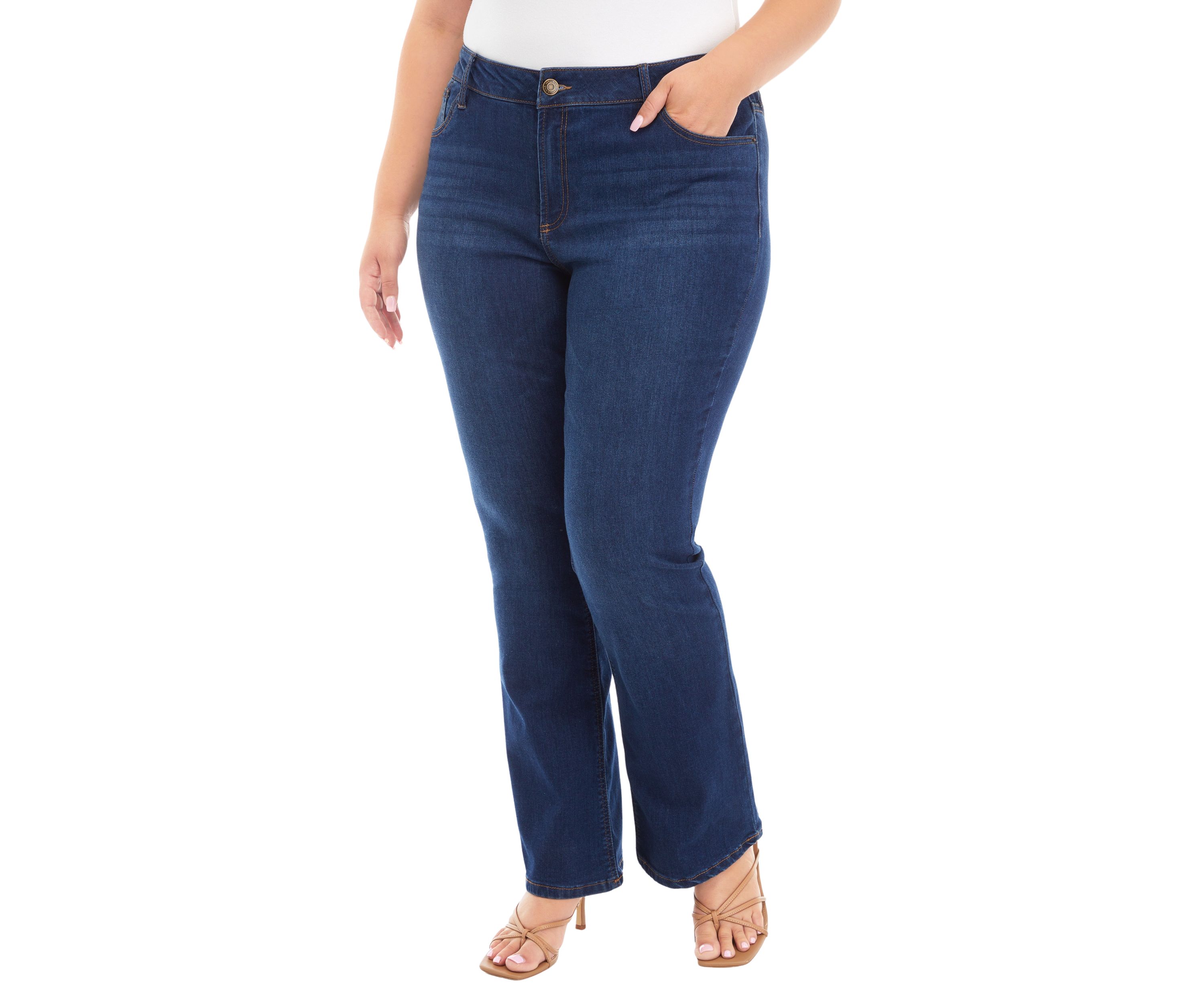  Plus Size Mid Rise Bootcut Jeans 