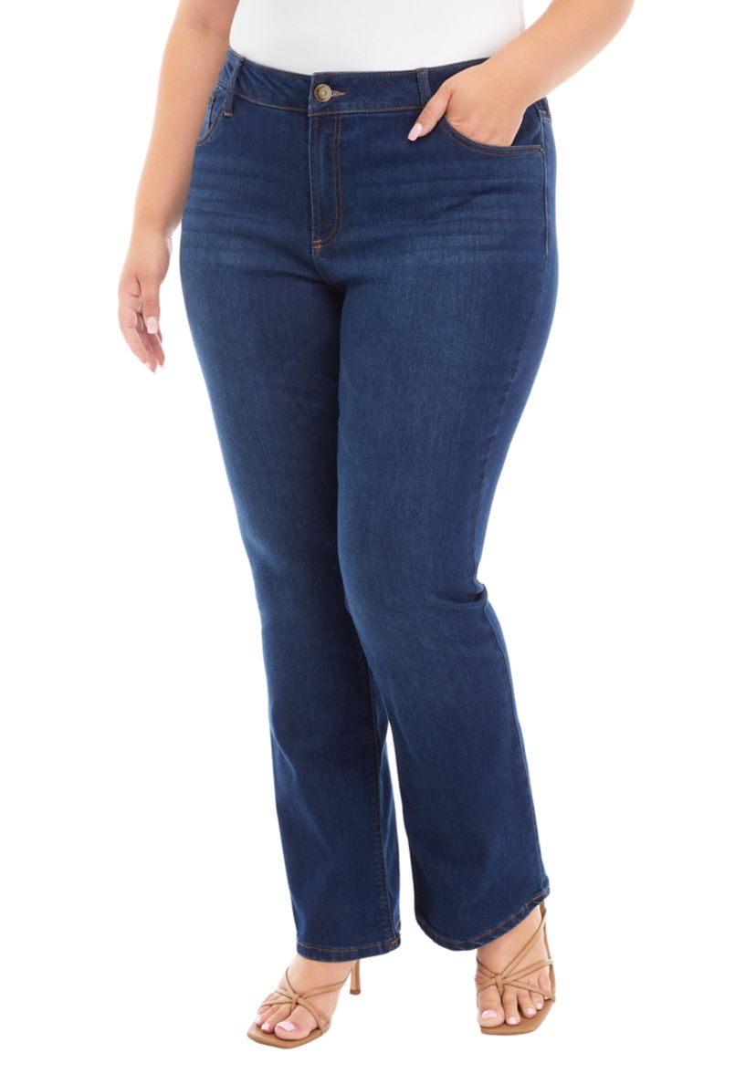 Plus Size Mid Rise Bootcut Jeans 