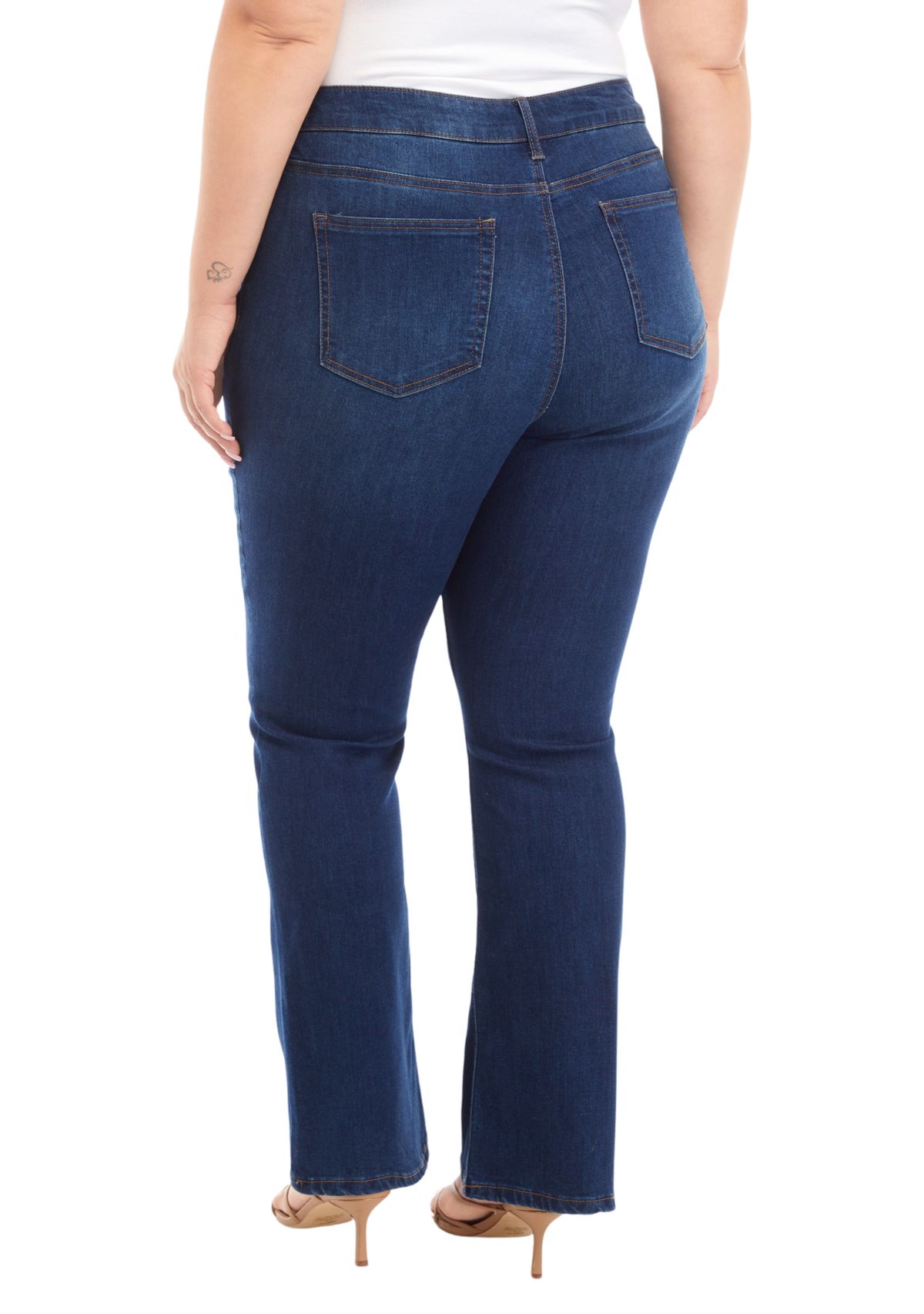  Plus Size Mid Rise Bootcut Jeans 
