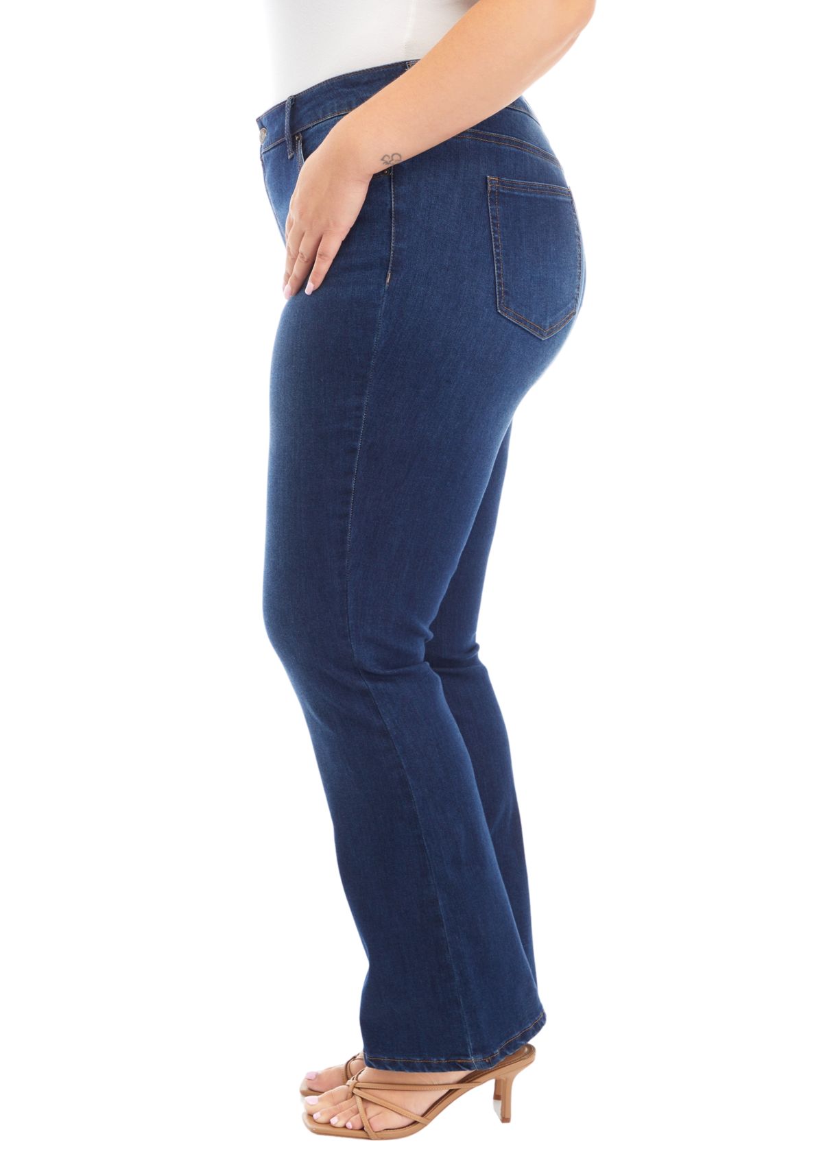  Plus Size Mid Rise Bootcut Jeans 