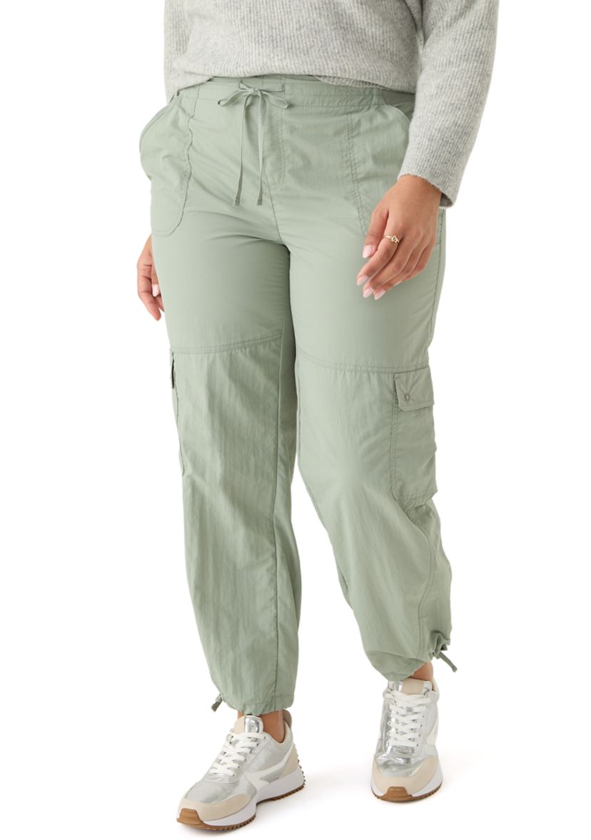 Plus Size Ribbed Waist Cargo Pants