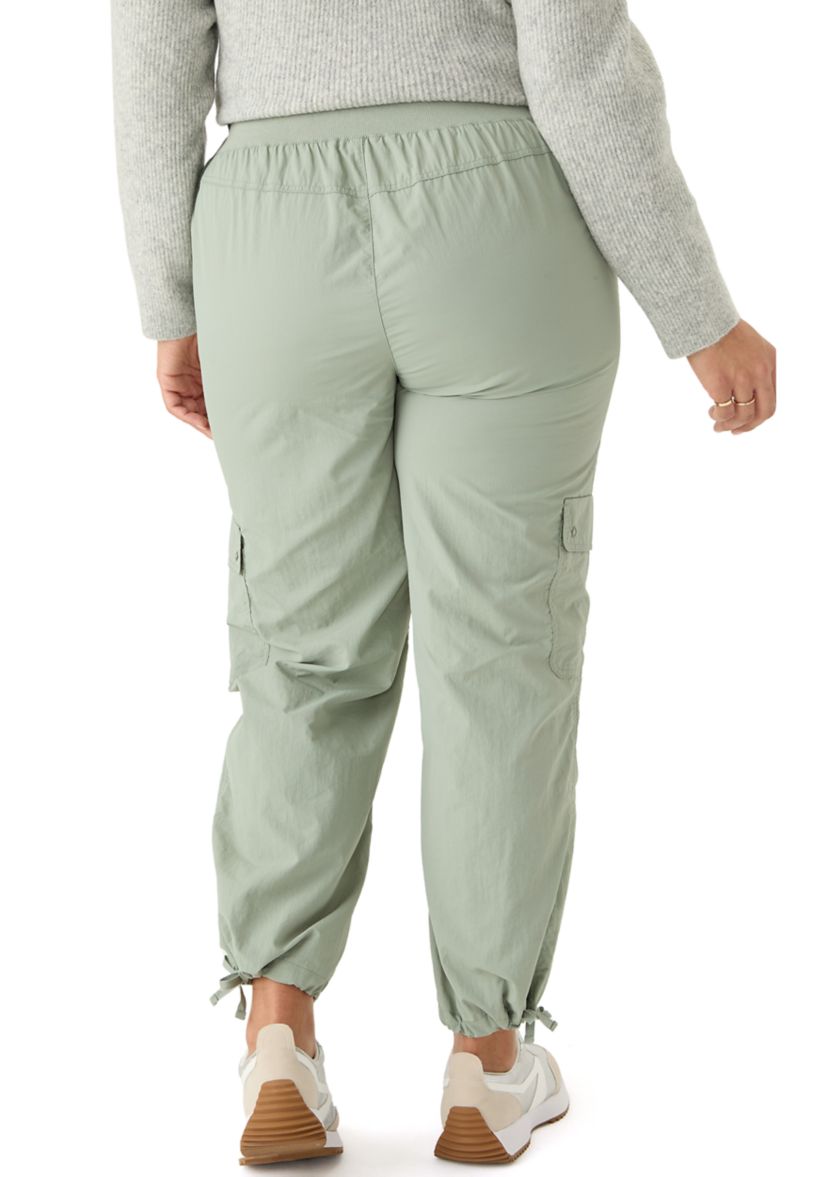 Plus Size Ribbed Waist Cargo Pants