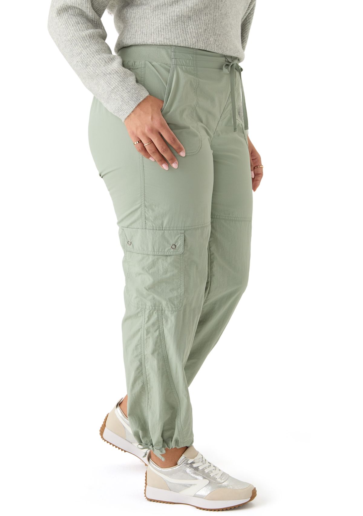 Plus Size Ribbed Waist Cargo Pants