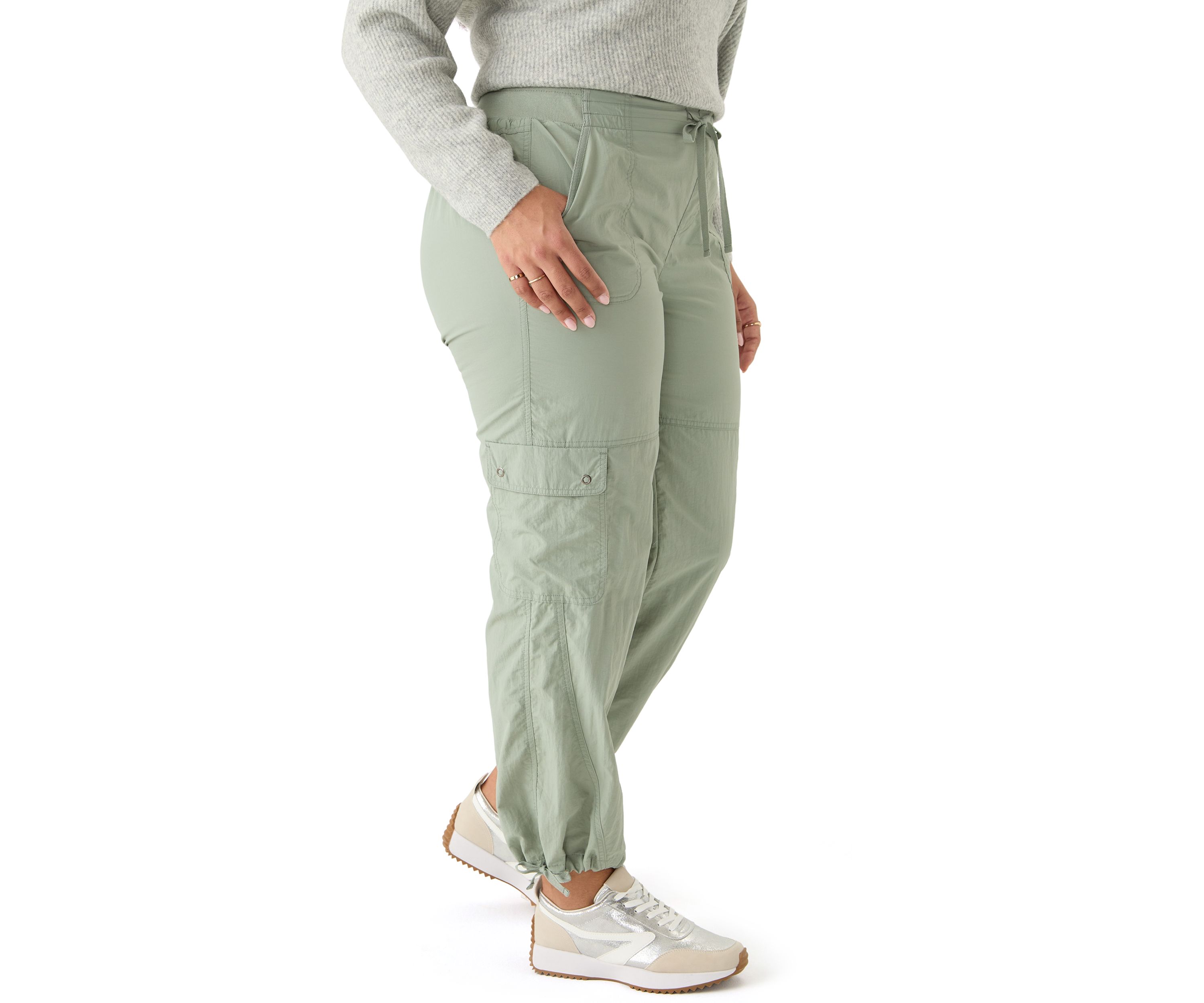 Plus Size Ribbed Waist Cargo Pants