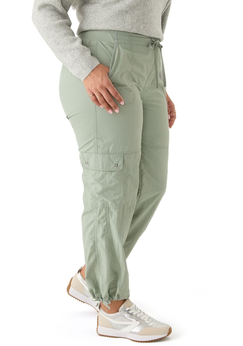Plus Size Ribbed Waist Cargo Pants
