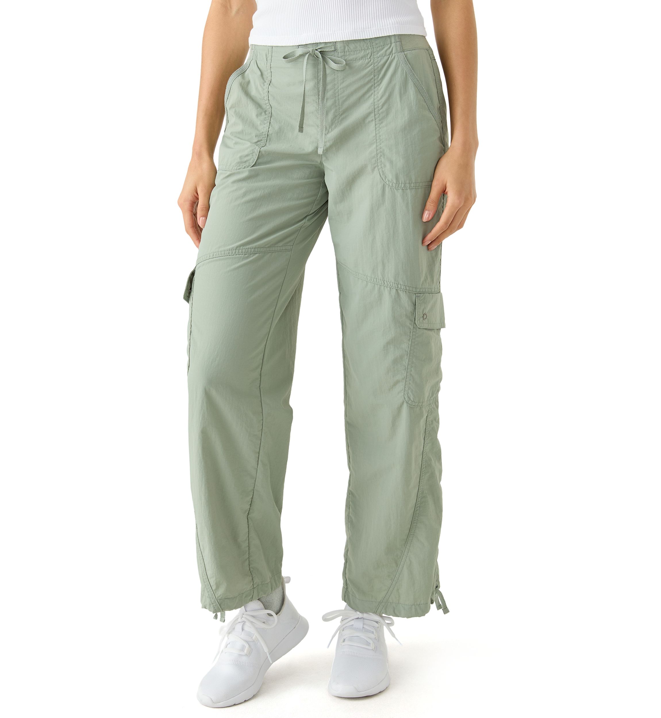 Womens Rib Waist Cargo Pants
