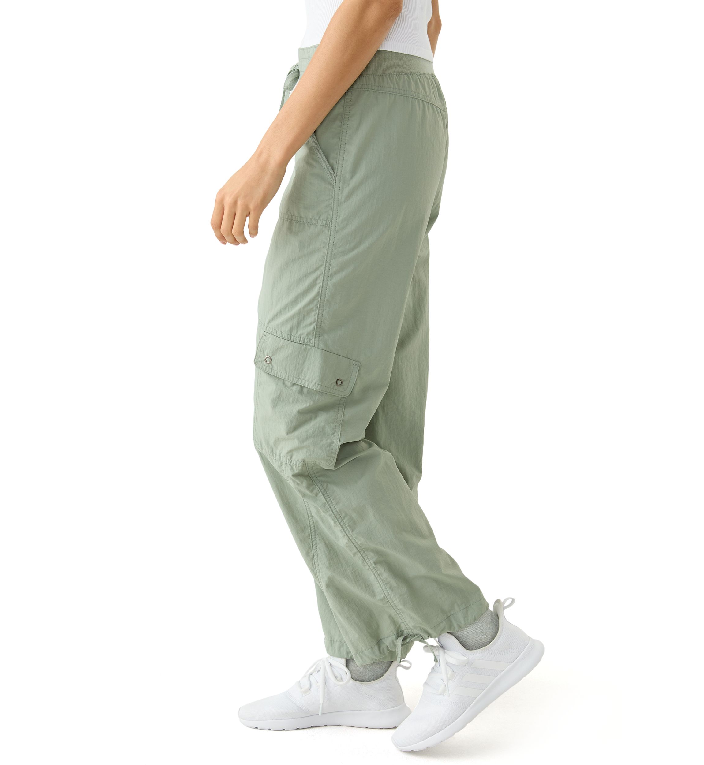 Womens Rib Waist Cargo Pants
