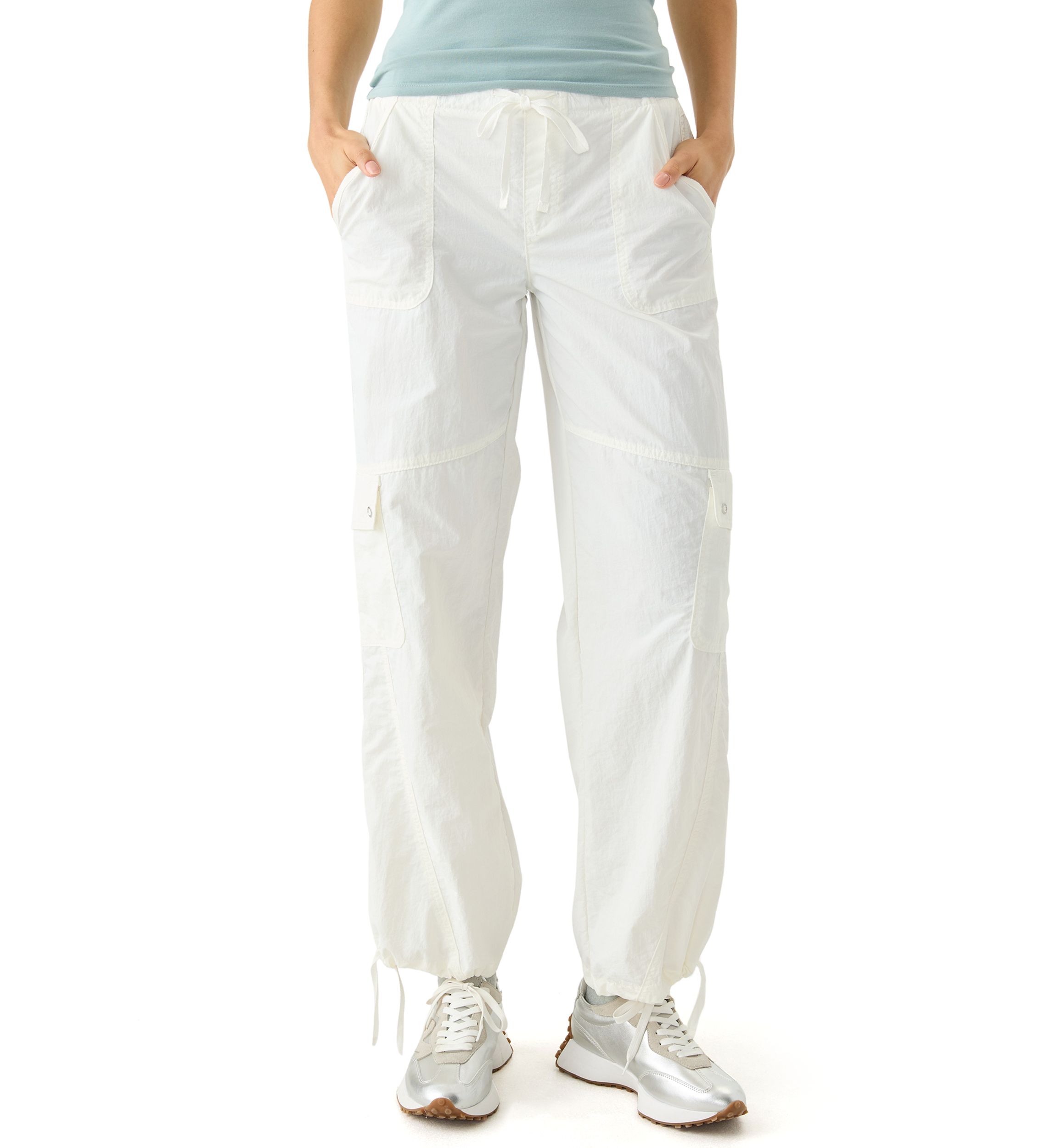 Womens Rib Waist Cargo Pants