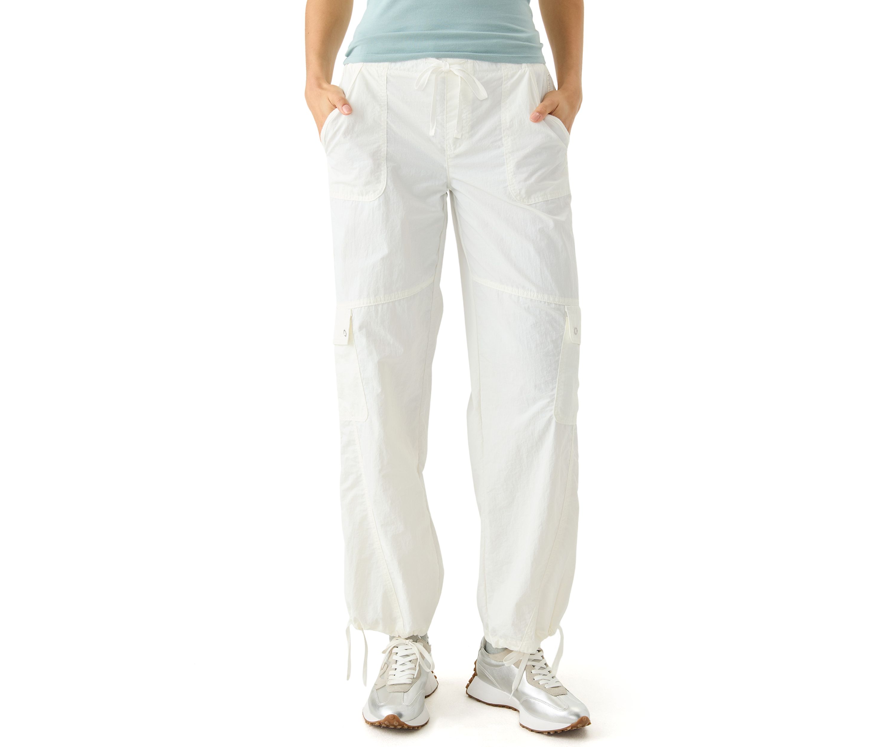 Womens Rib Waist Cargo Pants
