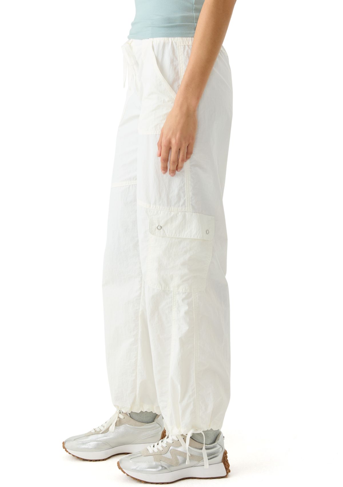 Womens Rib Waist Cargo Pants