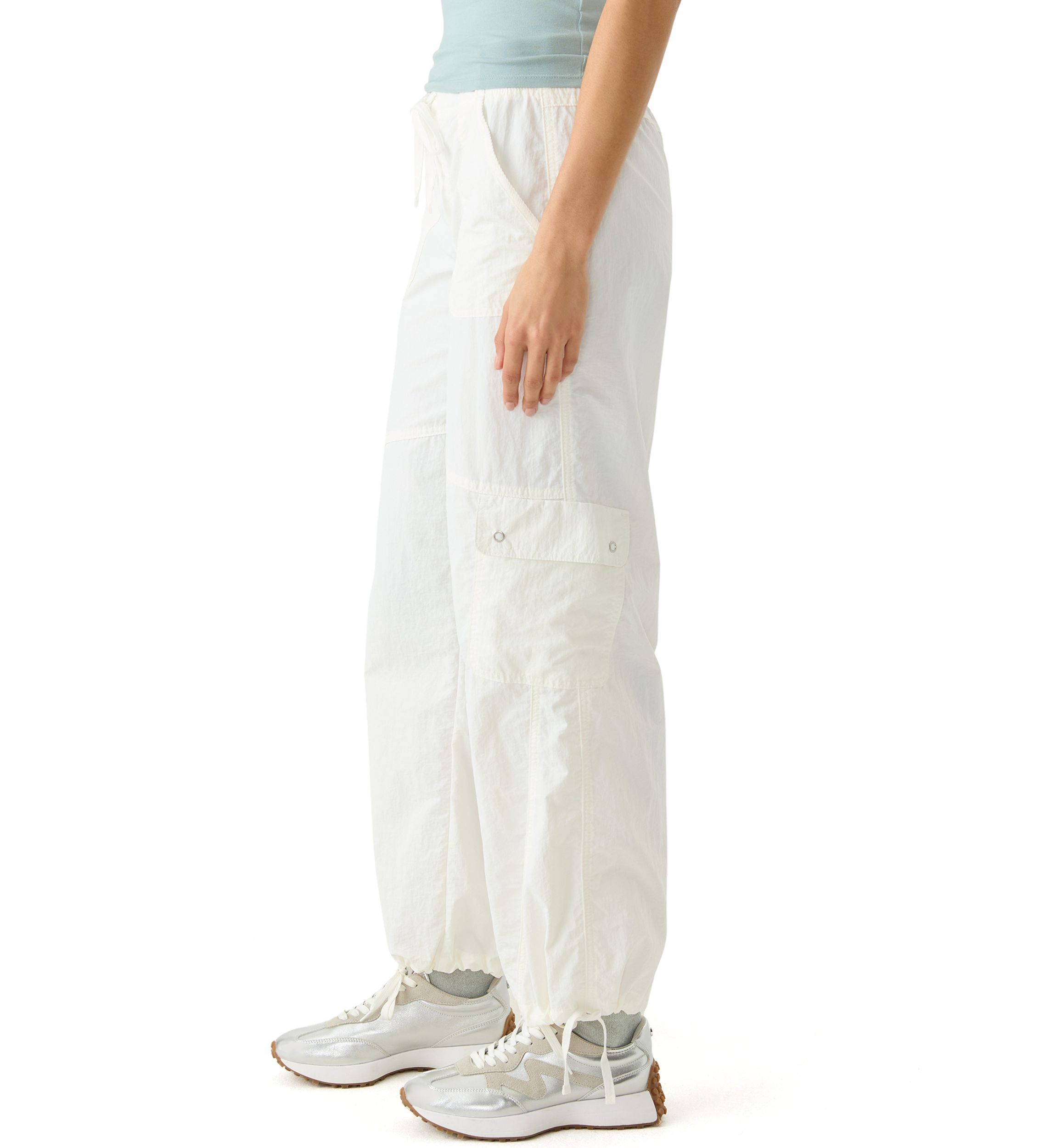 Womens Rib Waist Cargo Pants