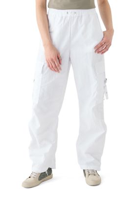 Vanilla Star Women's Side Ruched Cargo Pants, White, Large