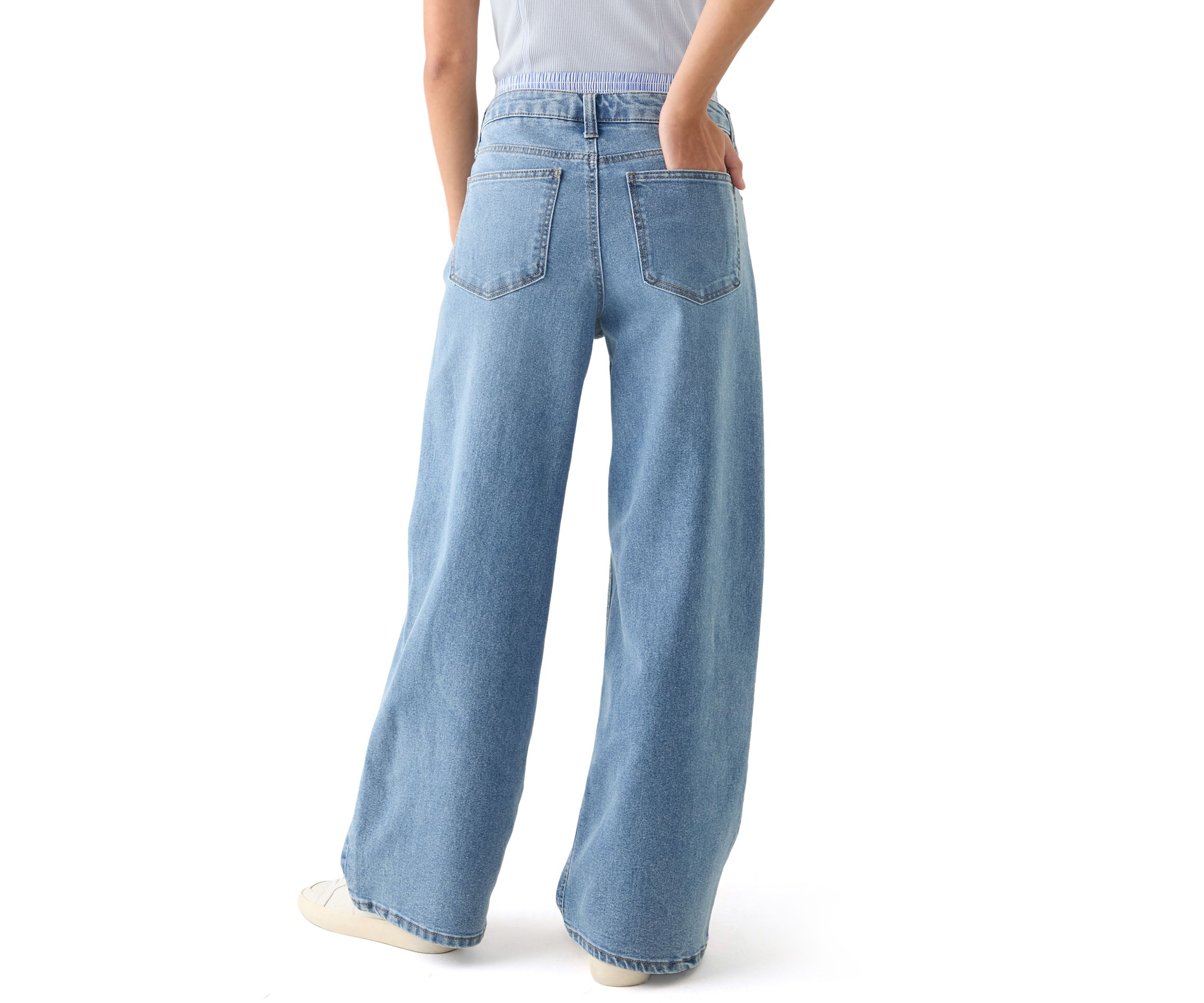 Womens Boxer Waist Wide Leg Jeans