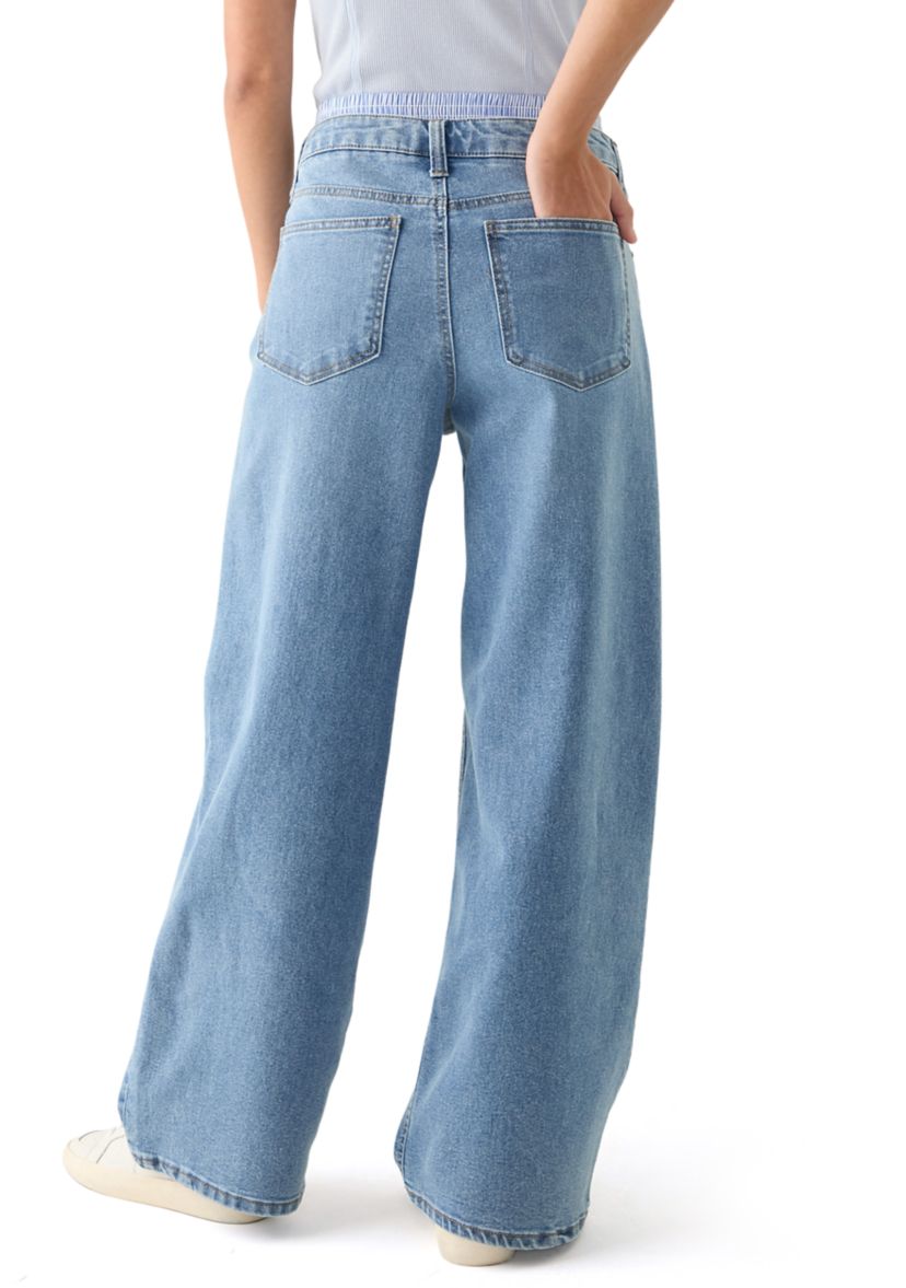 Womens Boxer Waist Wide Leg Jeans