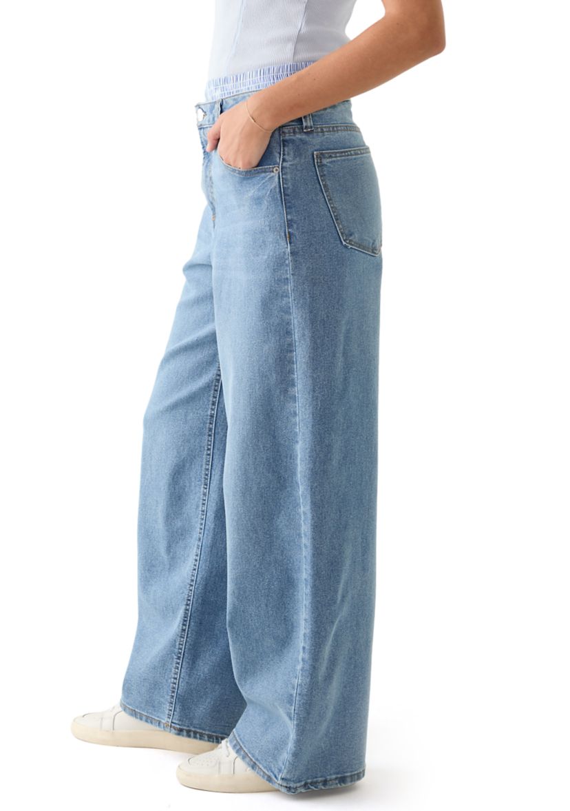 Womens Boxer Waist Wide Leg Jeans