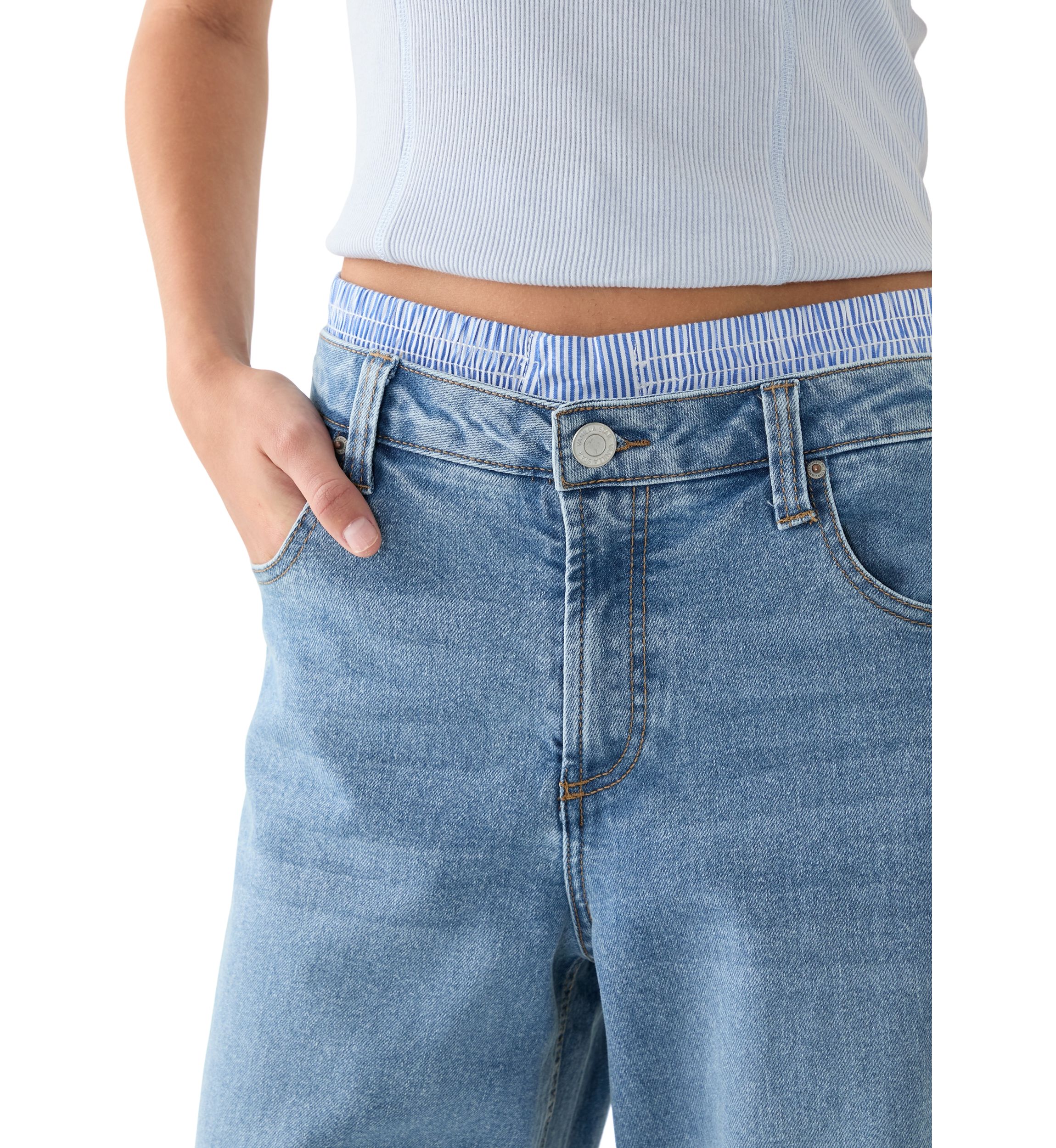 Womens Boxer Waist Wide Leg Jeans