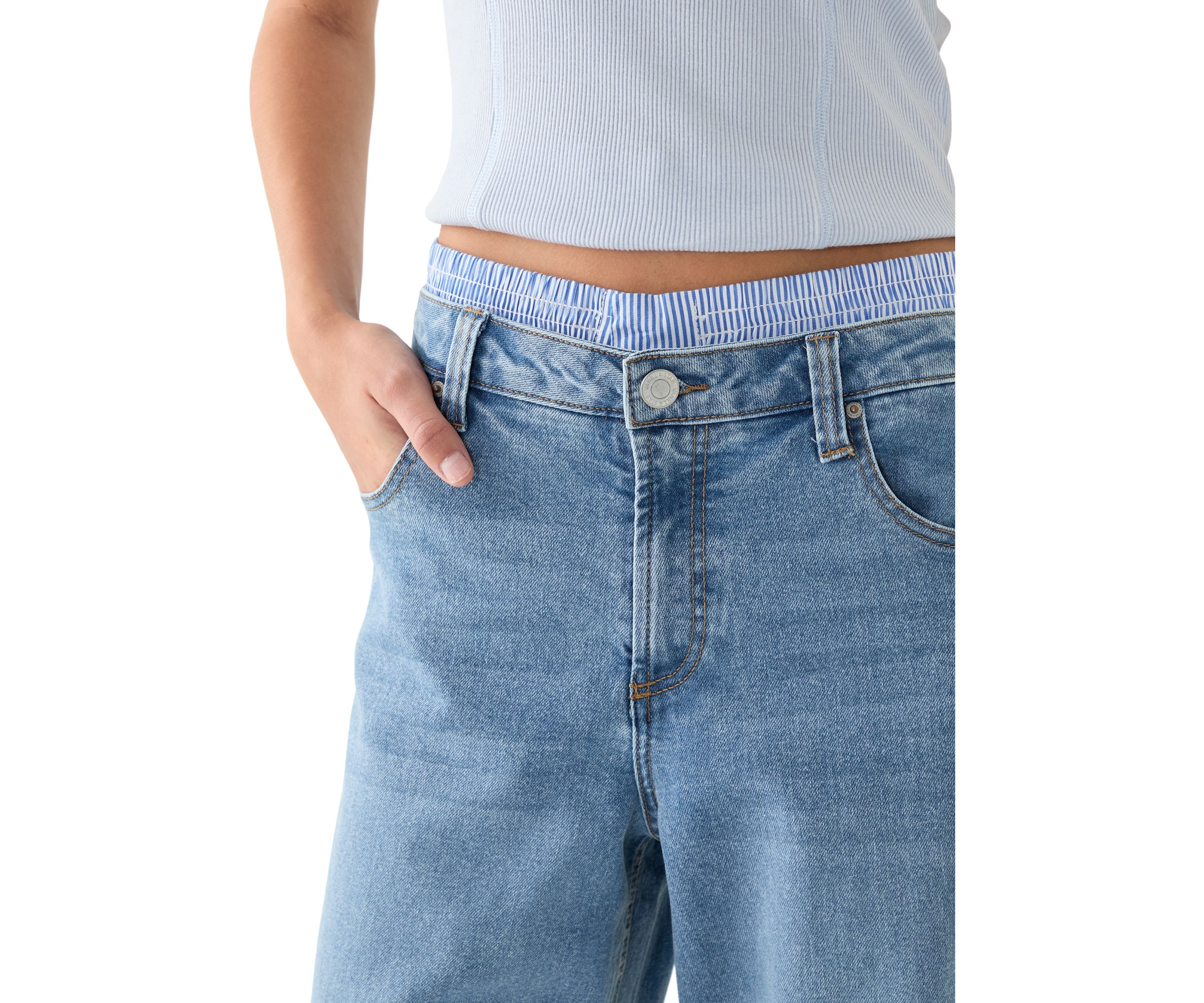 Womens Boxer Waist Wide Leg Jeans