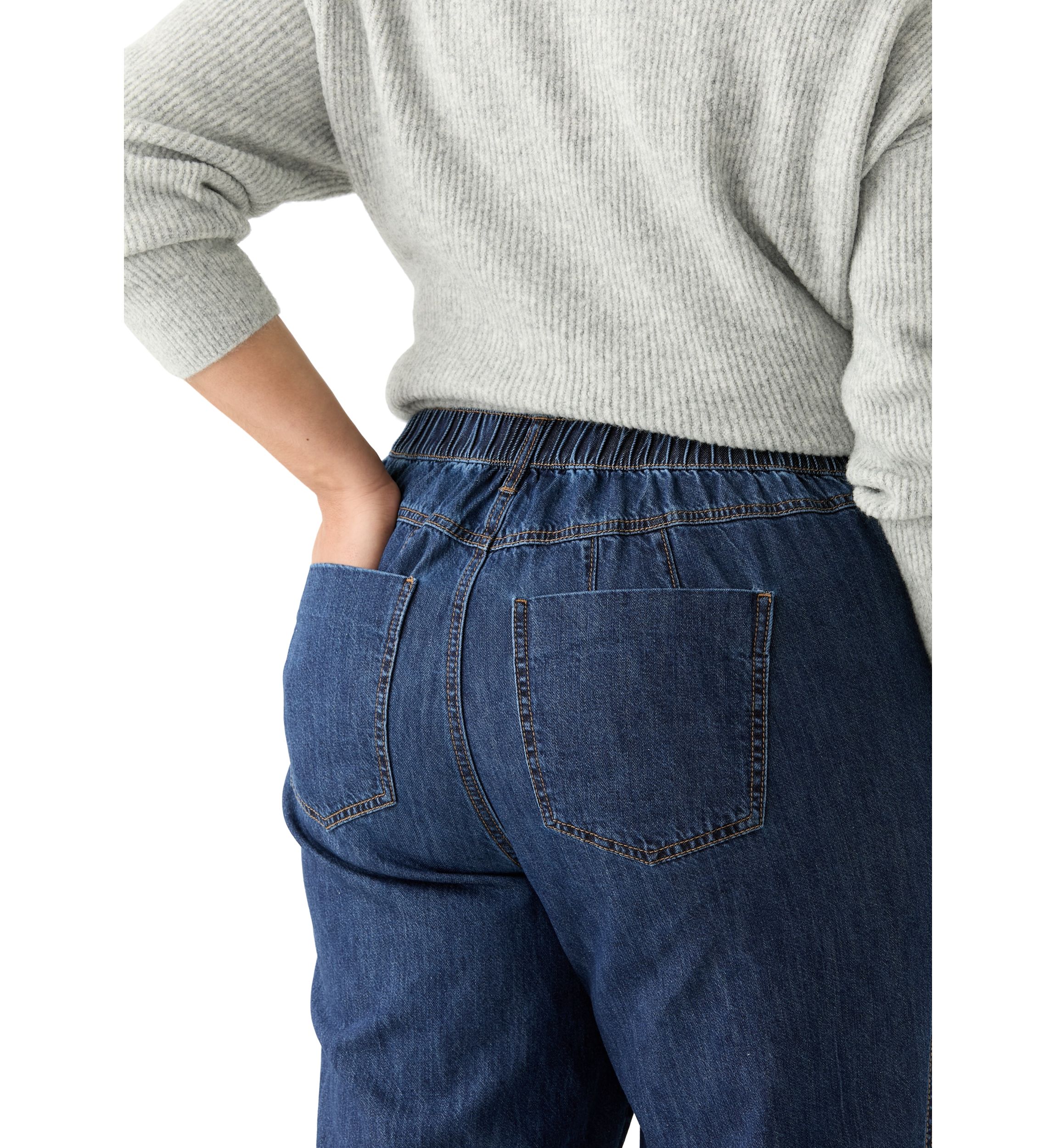 Plus Size Slouchy Elastic Back Wide Leg Jeans