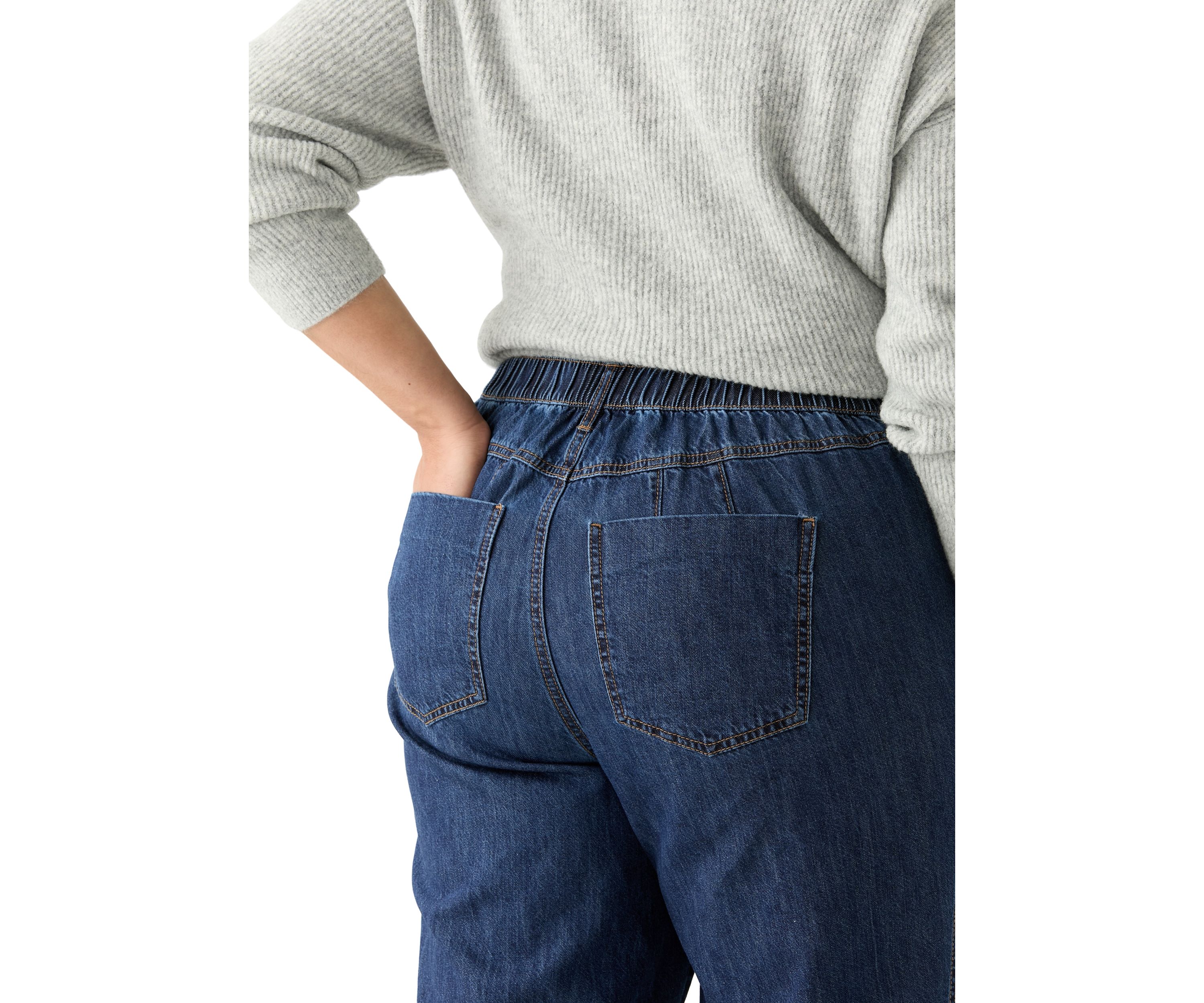 Plus Size Slouchy Elastic Back Wide Leg Jeans