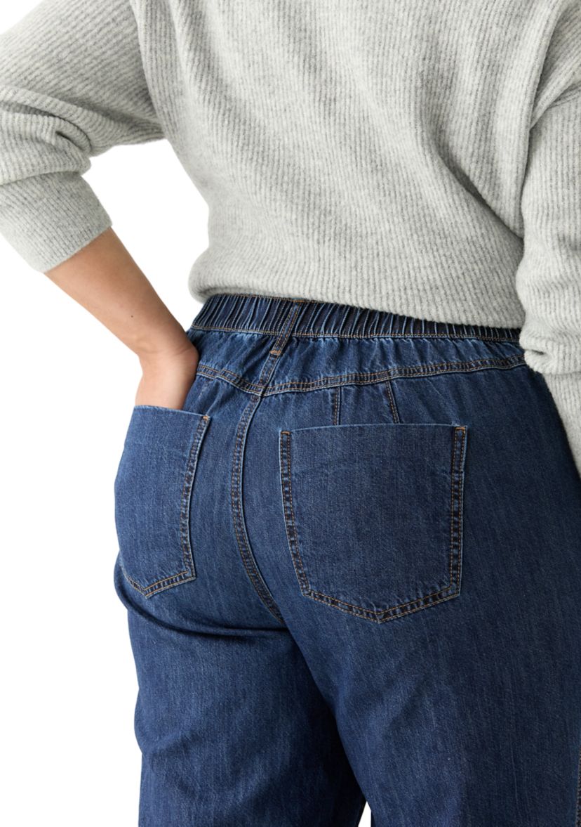Plus Size Slouchy Elastic Back Wide Leg Jeans